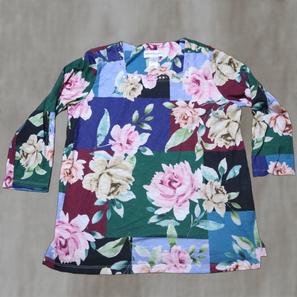 Vintage Alfred Dunner Shirt Floral Flowers Embellished Top Blouse Women's Size S Small Size S / US 4 / IT 40 - 1 Thumbnail