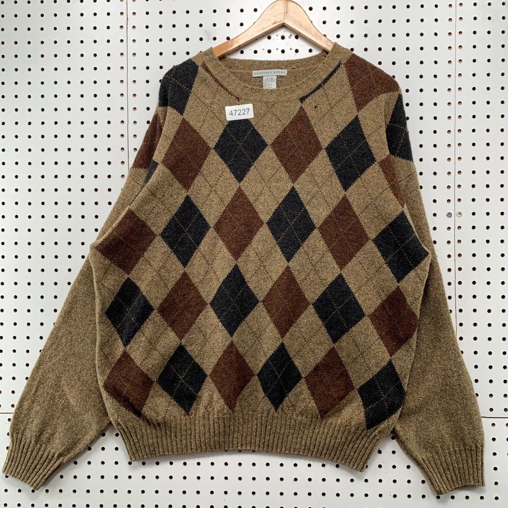 Geoffrey Beene VINTAGE Geoffrey Beene Wool Sweater Mens XL Brown Argyle Lambswool Grandpa Dad Sweater Mens XL Brown Argyle Lambswool Dad Size US XL / EU 56 / 4 - 2 Thumbnail