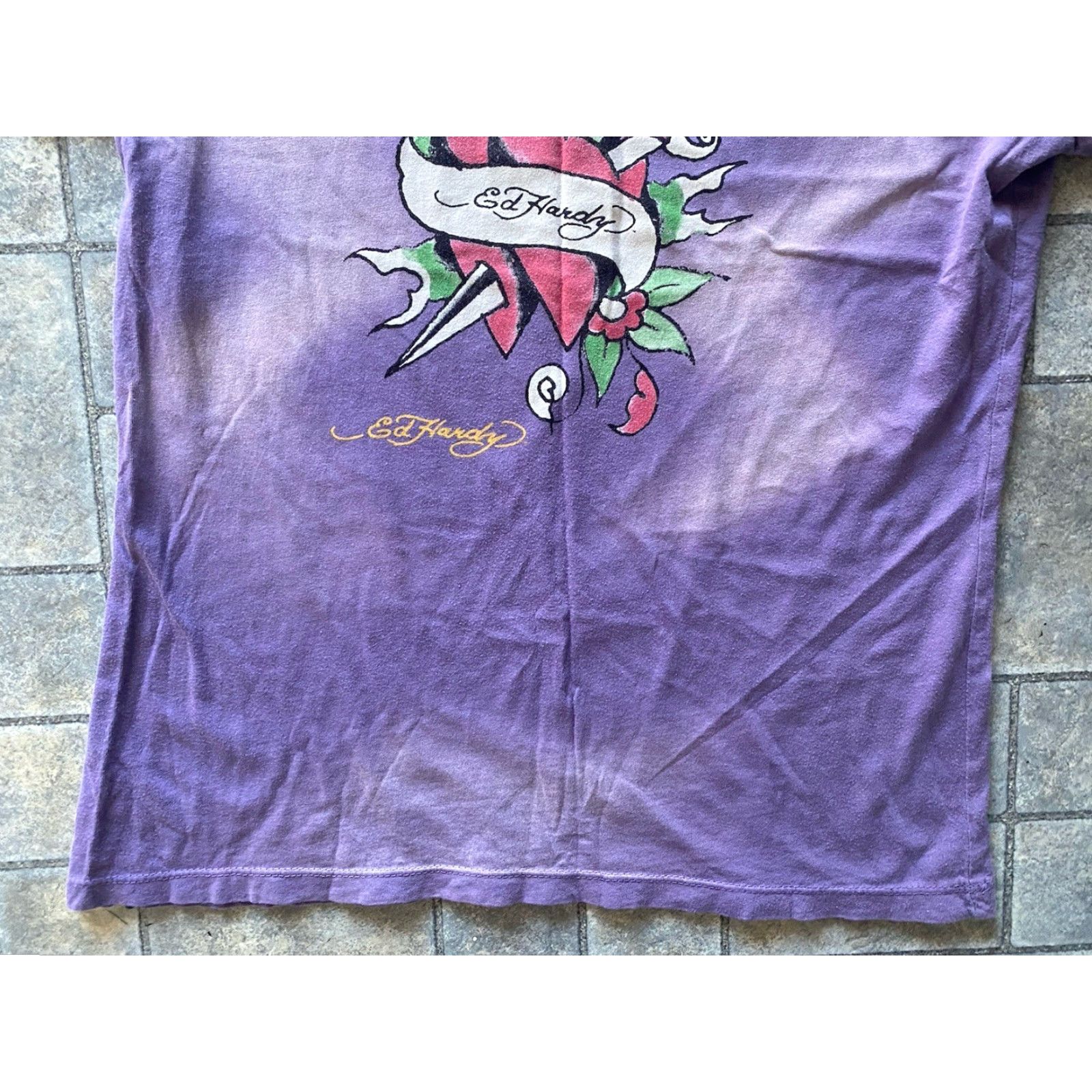 Ed Hardy Ed Hardy T-Shirt Women L Purple Short Sleeve Dagger Heart Knit Shirt Size L / US 10 / IT 46 - 4 Thumbnail