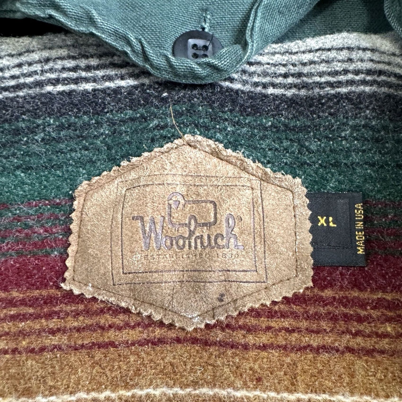 Vintage VINTAGE Woolrich Barn Chore Coat Jacket XL Green Wool Lined Leather Collar USA Men Overcoat 90s Hipster Outdoor Pockets Removable Lining Size US XL / EU 56 / 4 - 5 Thumbnail
