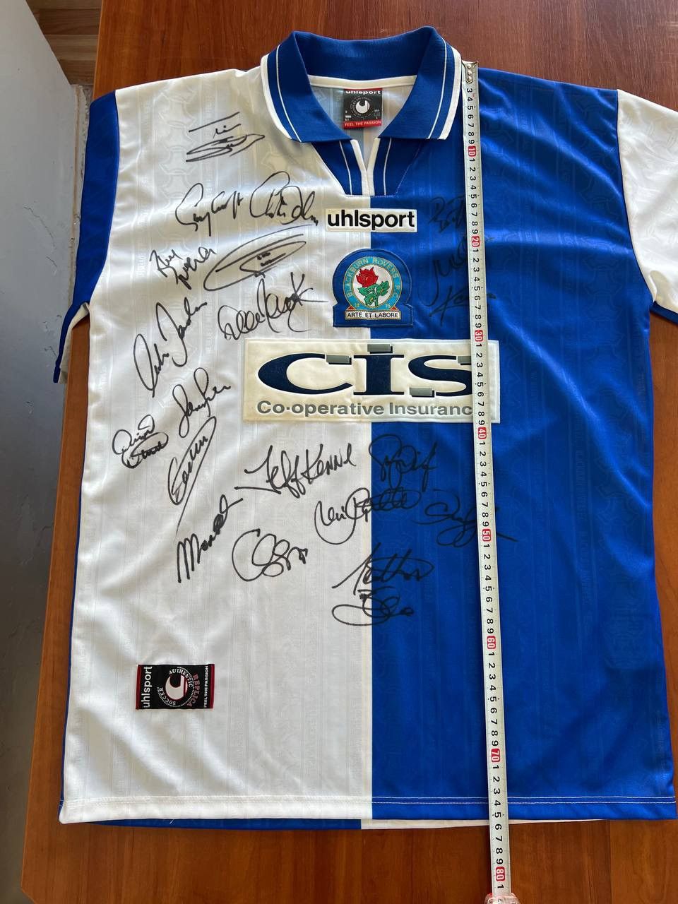 Vintage VERY RARE! 1998/2000 BLACKBURN ROVERS SIGNED UHLSPORT JERSEY Size US L / EU 52-54 / 3 - 15 Thumbnail