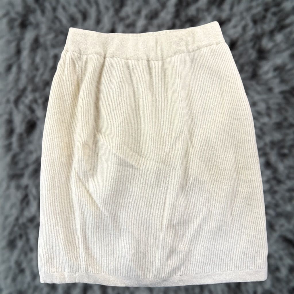 Vintage VINTAGE Pappagallo Skirt Women's Large Ivory Wool Knit Pencil 80s Pull On Size 36" / US 14 / IT 50 - 1 Thumbnail