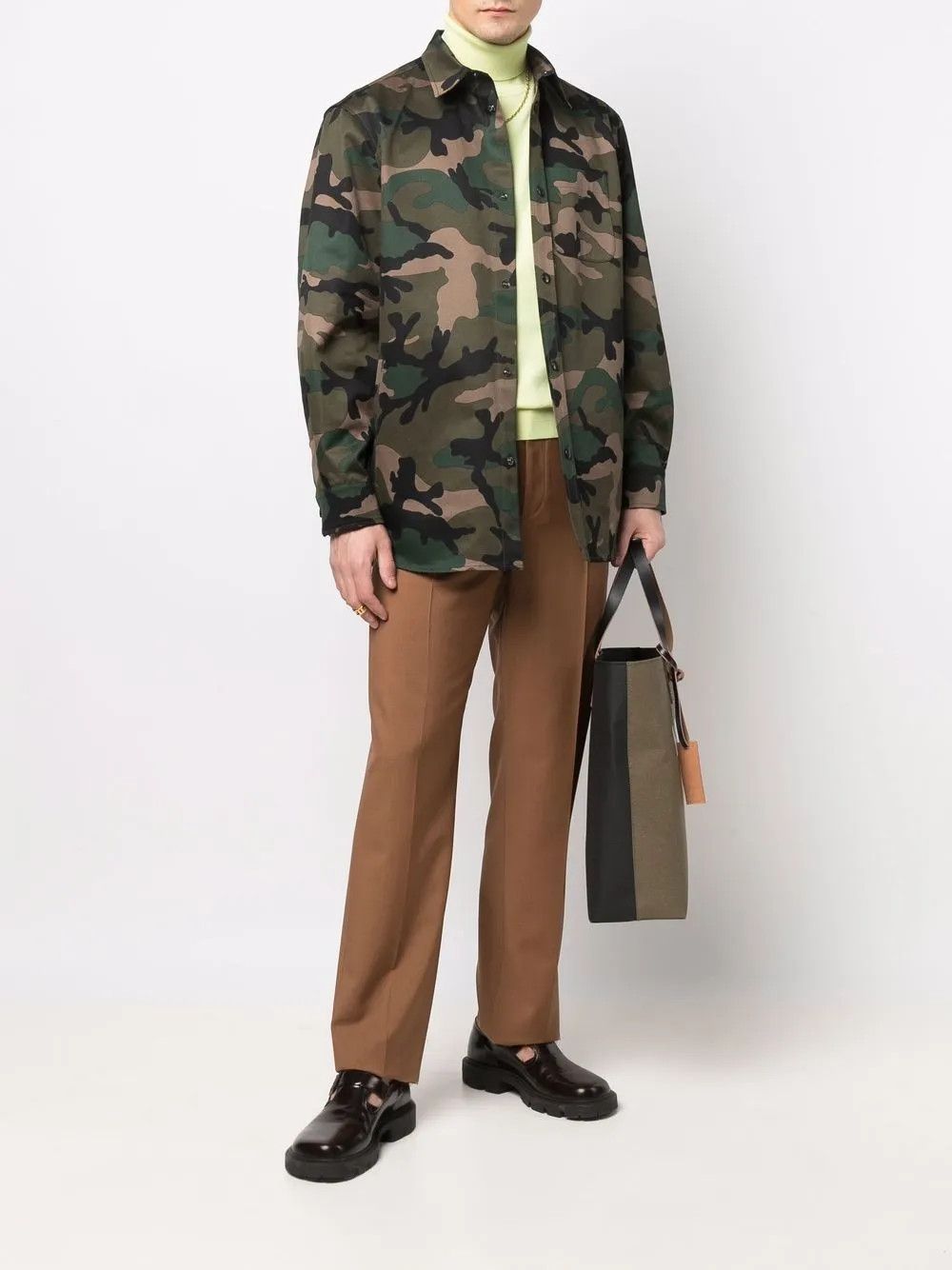Valentino o1y0525 Patterned Shirt in Military Green Size US S / EU 44-46 / 1 - 5 Thumbnail