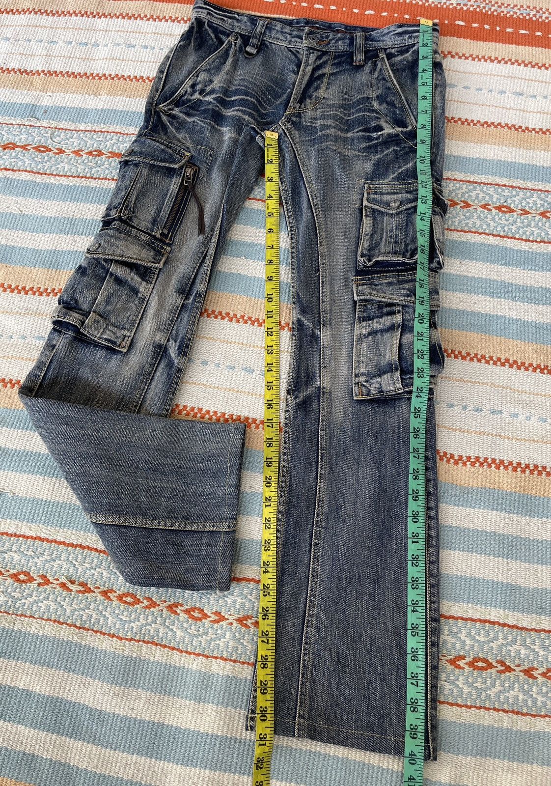 Nicole Club Vintage 90s🔥NICOLE CLUB🔥Bondage 3D Pocket Flare Cargo Jeans Size US 31 - 9 Thumbnail