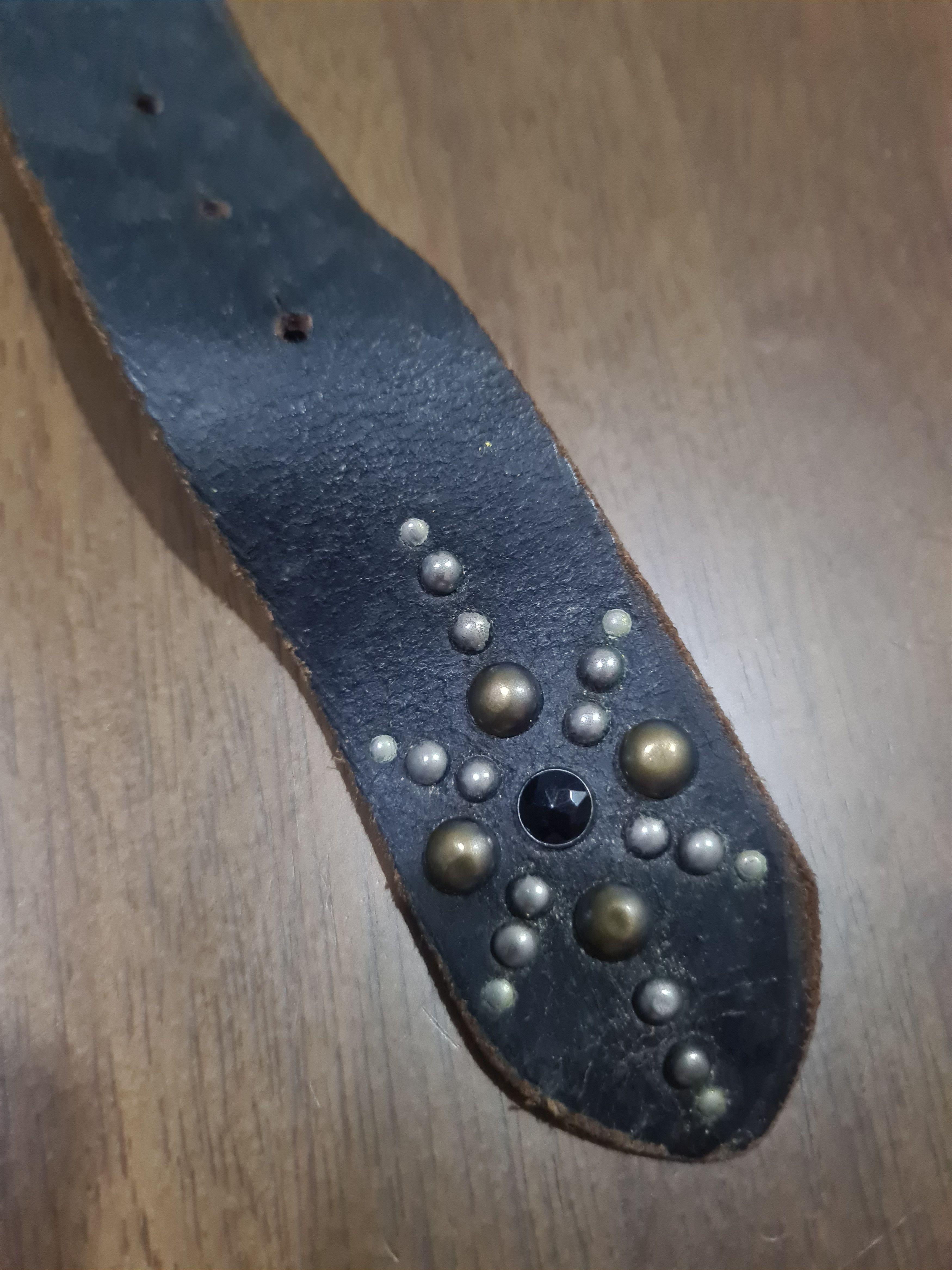 Hollywood Trading Company Custommade black studded leather belt Size 30 - 7 Thumbnail