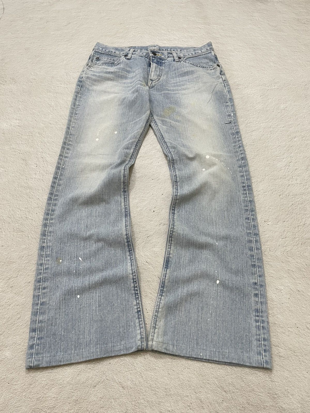 Japanese Brand 2000s Lee Rider Flare Denim Mudwash Blue Jeans If6was9 Y2K Size 31" - 1 Thumbnail
