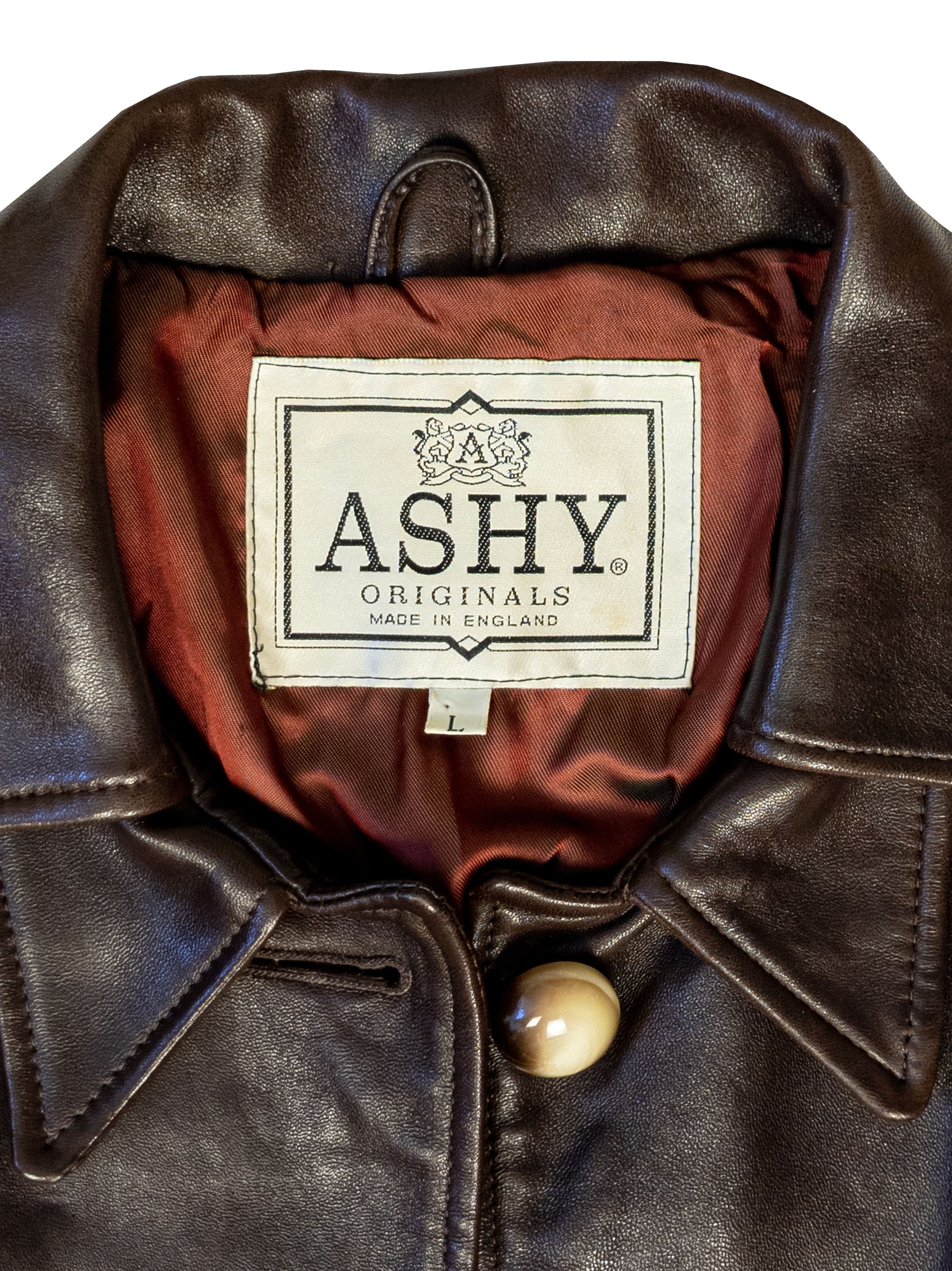Vintage Vintage UK Women's Brown Cropped Leather Button Down Jacket Size L / US 10 / IT 46 - 15 Thumbnail