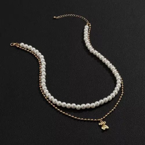 Jewelry 🔥Cute Bear Pendant Pearl Choker Necklace🔥 Size ONE SIZE - 2 Thumbnail