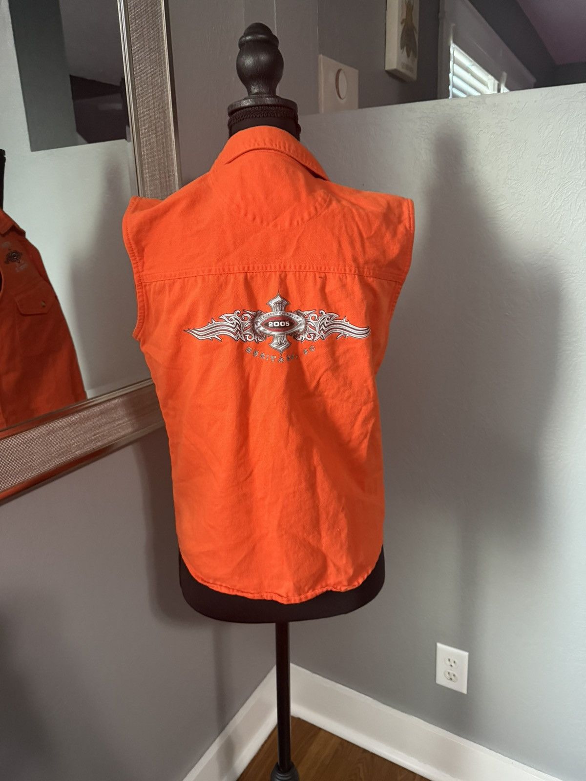 Other VTG Motorcycle Rally Y2K Heritage SC Orange Denim Biker Vest Size US M / EU 48-50 / 2 - 4 Thumbnail