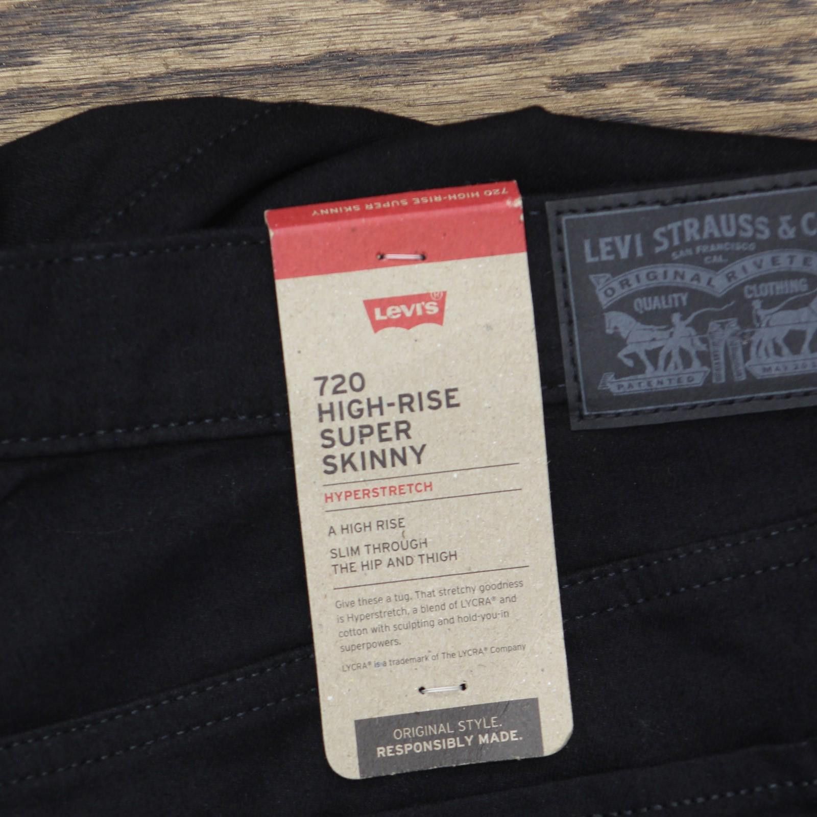 Levi's Nwt Levis 720 Rise Super Skinny Jeans Pants Black Night 24w Size 42" / US 20 - 3 Thumbnail