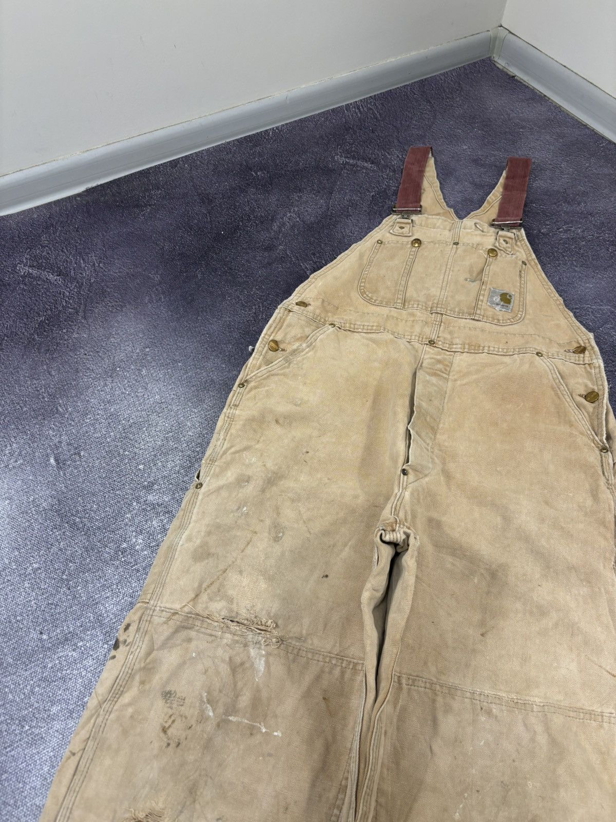 Carhartt Vintage 90s Carhartt Double Knee USA Faded Dungaree Overall Size US 34 / EU 50 - 7 Thumbnail