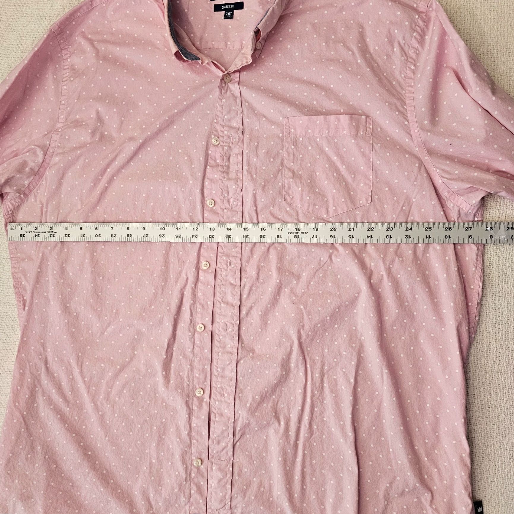 Pinko VINTAGE Crown And Ivy Button-Up Shirt Pink Polka Dot Long Sleeve 2XLT Mens Classic Pin Dot 34.5in Chest 52in Single-Needle Cotton Knit Shirt Mens Size US XXL / EU 58 / 5 - 7 Thumbnail