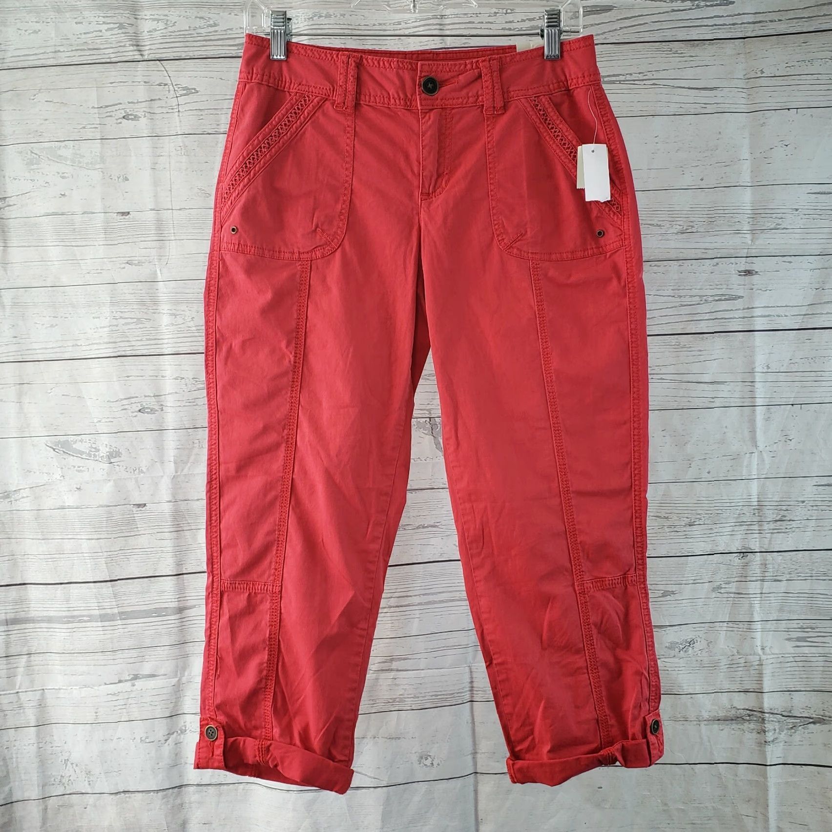 Vintage Maurices Womens Capri Pants 1/2 Pink Cotton Spandex Solid Low Rise Capri Pants Women Size 25" / US 0 / IT 36 - 2 Thumbnail