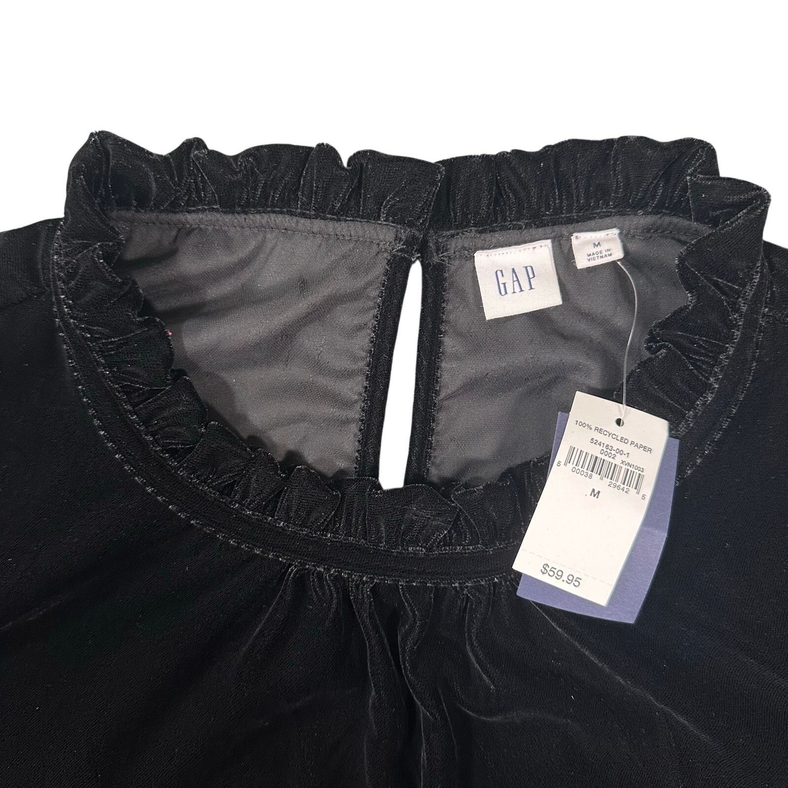 Gap Gap Women's Black Velvet Ruffle Sleeve Top Size M Size M / US 6-8 / IT 42-44 - 5 Thumbnail