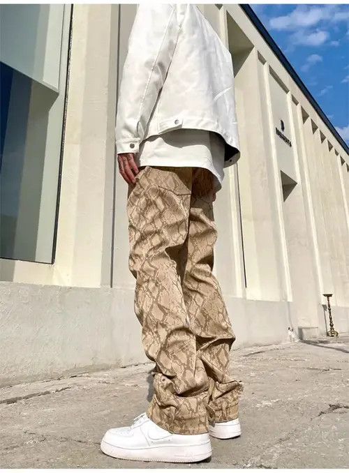 Jean Snake Skin Patent Pu Leather Pants Size US 32 / EU 48 - 3 Thumbnail