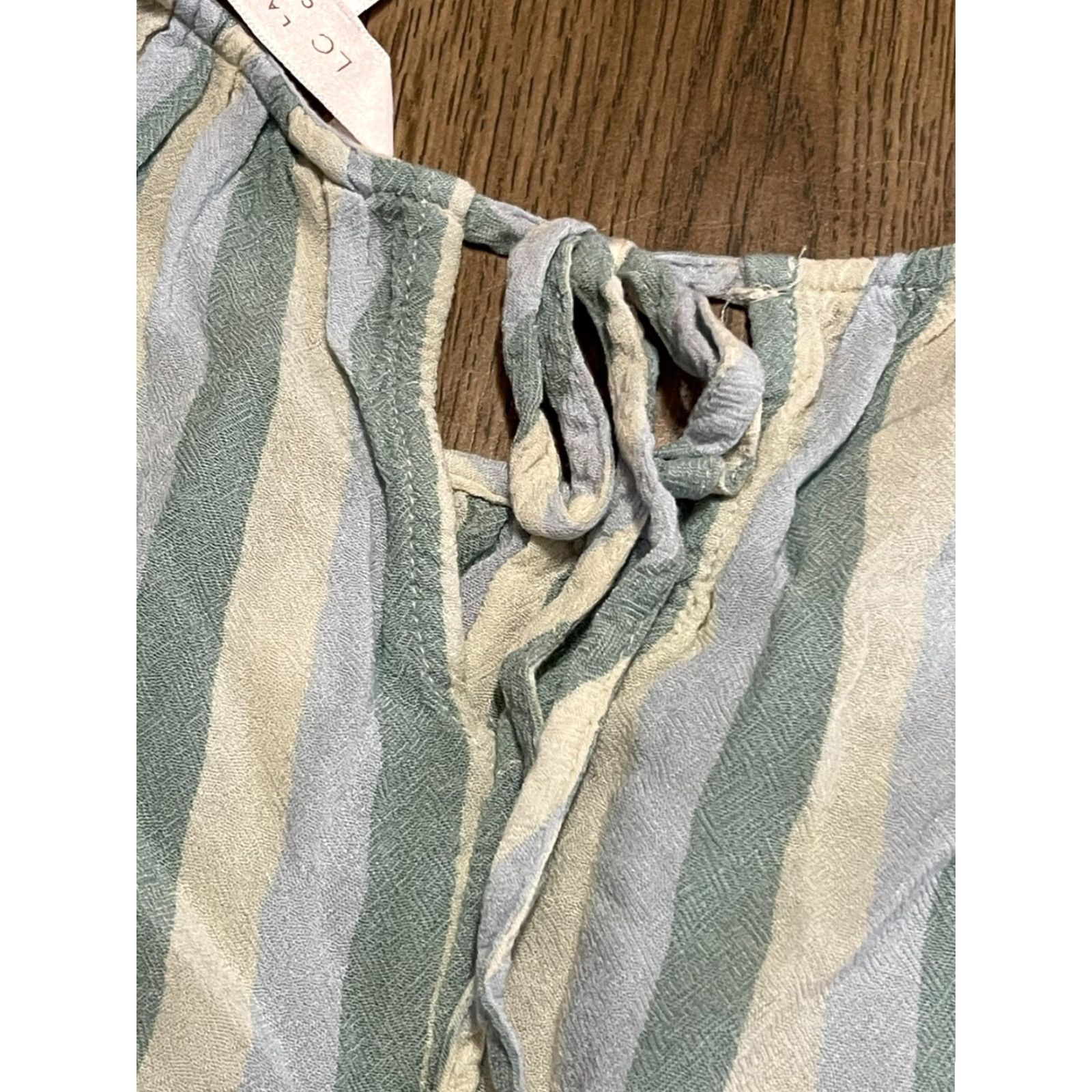 Vintage LC Lauren Conrad Shirt Women's Size Large Blue Cream Striped T-Shirt Casual Modern Basic Size L / US 10 / IT 46 - 5 Thumbnail