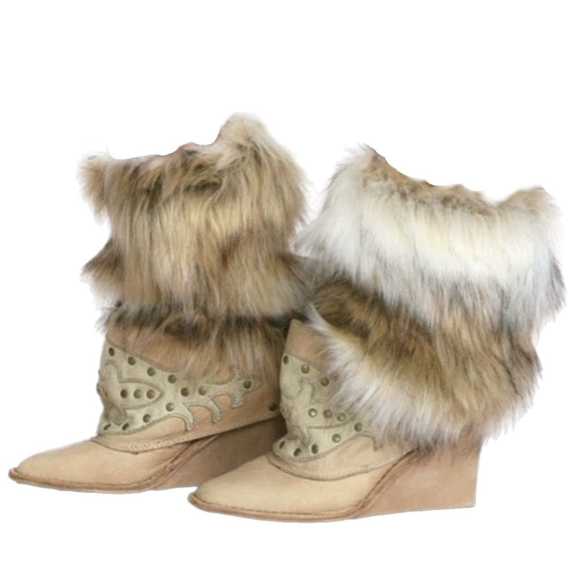 Diesel diesel y2k studded cowboy wedge leather boots in cream Size US 5 / IT 35 - 1 Thumbnail