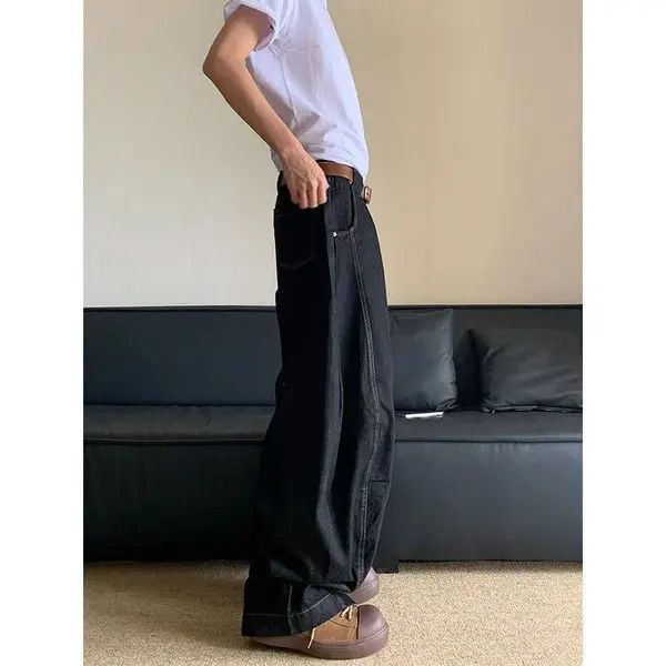 Japanese Brand Fuyuka x Arai Black Washed Vintage Wide Leg Straight Jeans Size US 32 / EU 48 - 5 Thumbnail