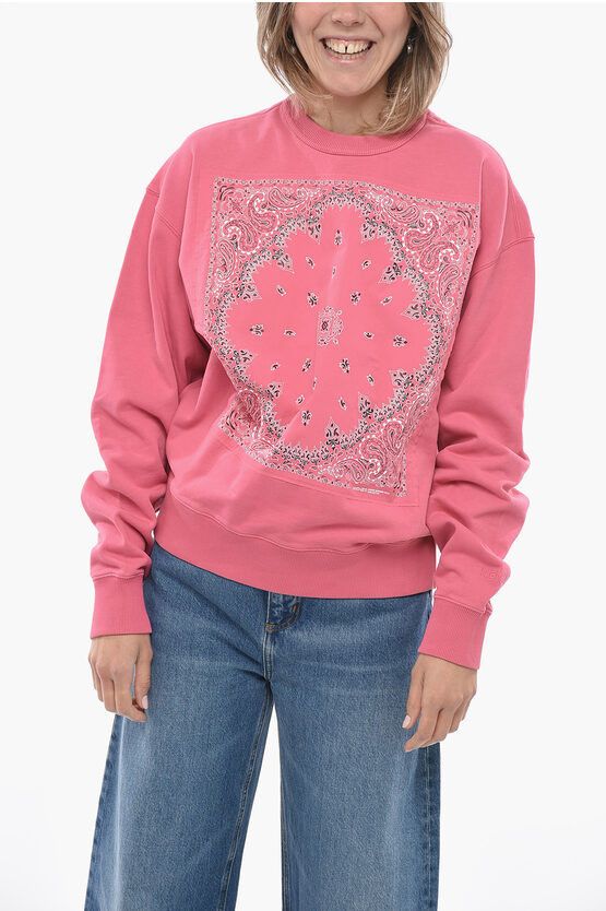 image of Kenzo Crew Neck Bandana Brushed Cotton Sweatshirt in Pink, Women's (Size Small)