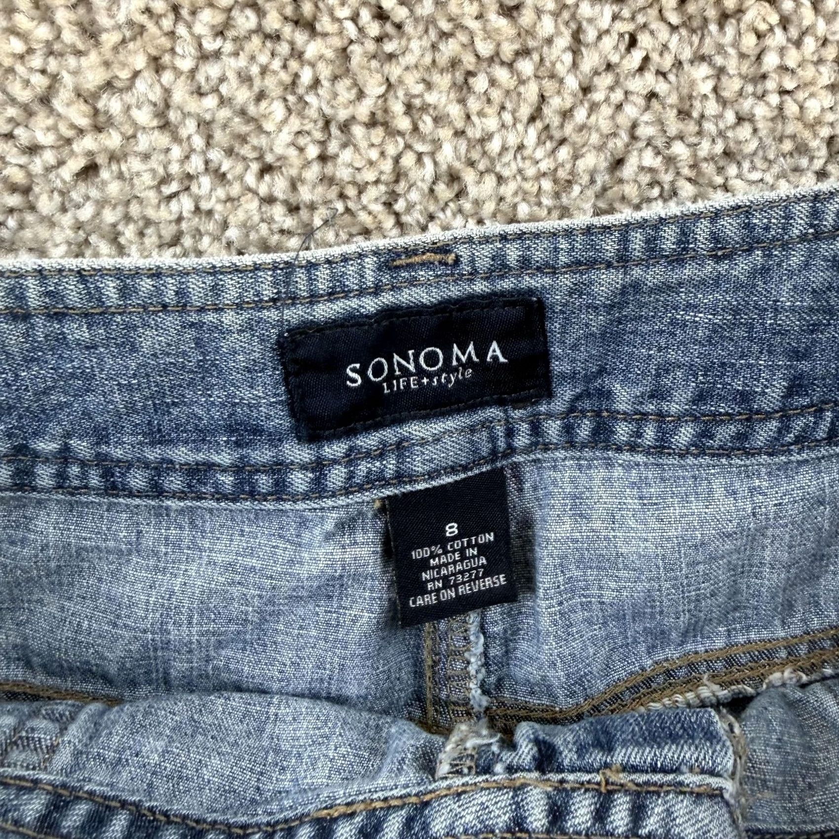 Vintage Y2K Sonoma Life + Style Denim Shorts Womens 8 Blue Utility Pockets 100% Cotton Size 30" / US 8 / IT 44 - 2 Thumbnail