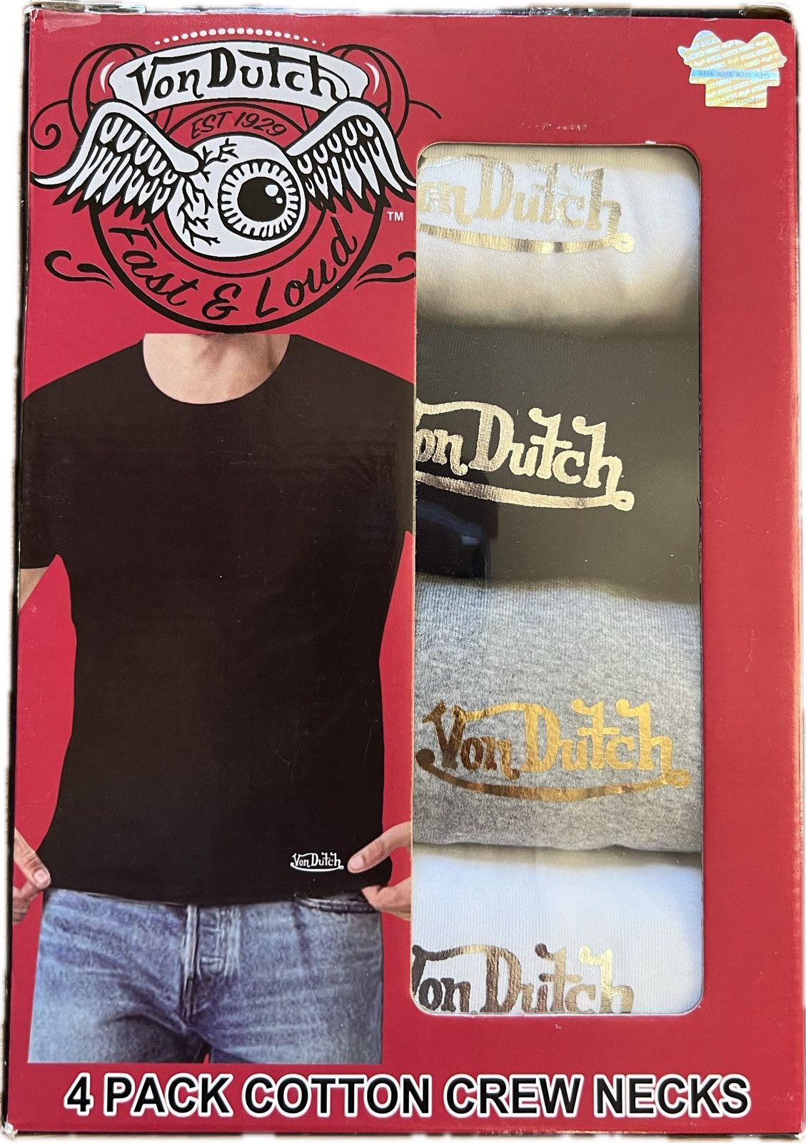 Von Dutch Von Dutch 4 Pack Premium Cotton Crew Neck Tee Medium Size US M / EU 48-50 / 2 - 1 Thumbnail