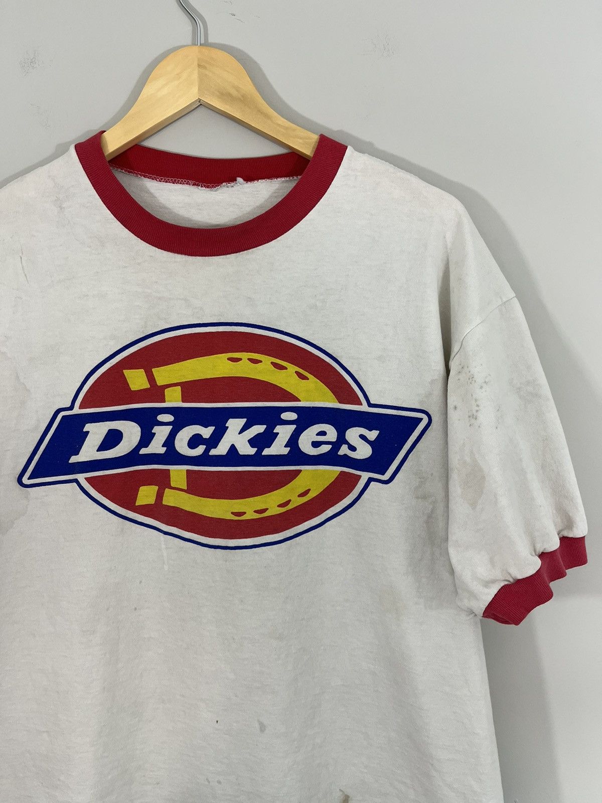 Vintage DICKIES Single Stitch Thrashed Faded Ringer Tee Size US XL / EU 56 / 4 - 3 Thumbnail