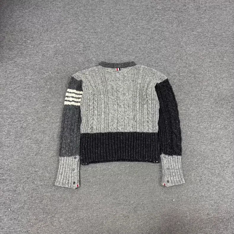 Thom Browne Thom Browne Gray Patchwork Four Stripe Wool and Mohair Swe Size US L / EU 52-54 / 3 - 2 Thumbnail