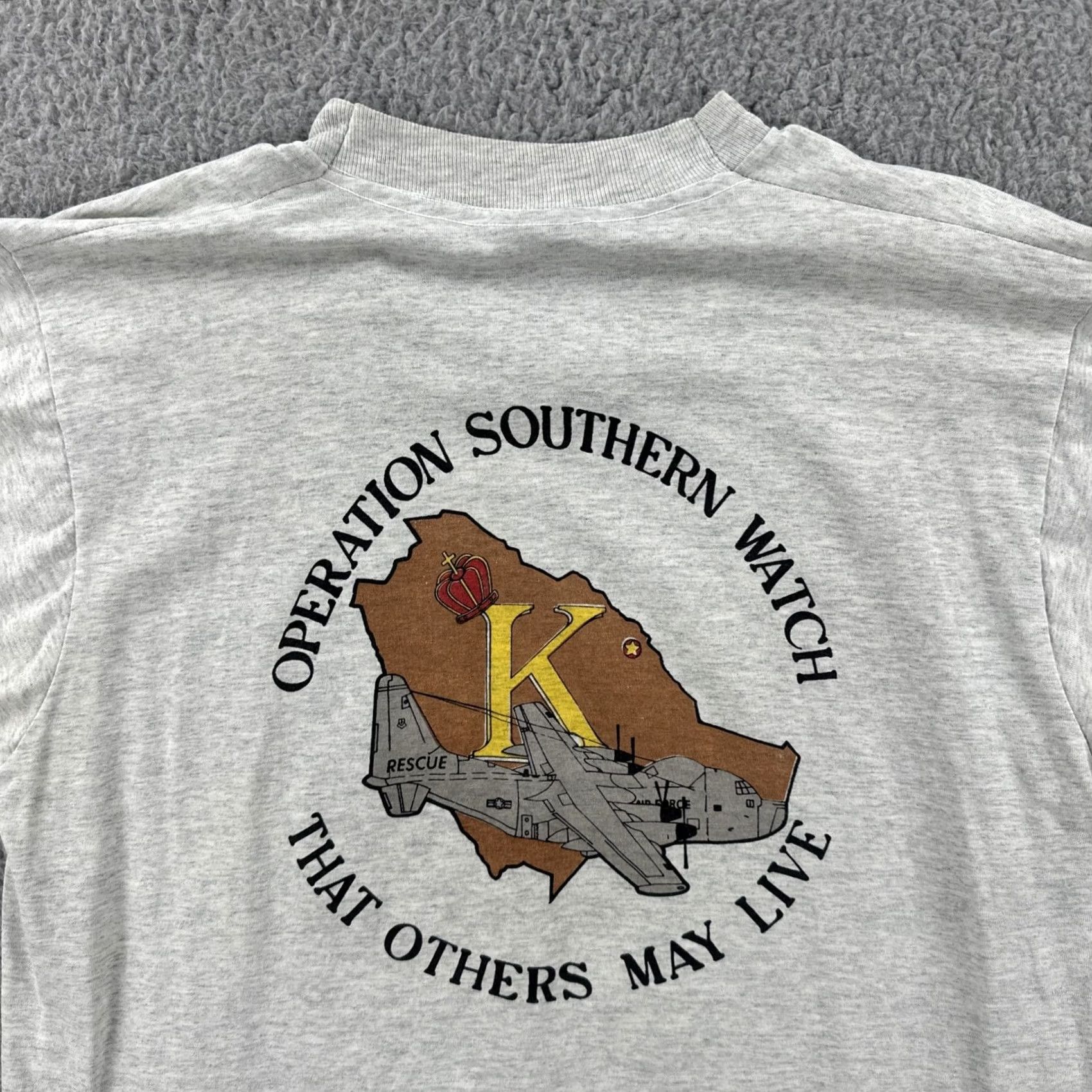 Fruit Of The Loom VINTAGE Fruit Of The Loom Shirt L Gray USA Made Desert Rescue Dhahran Saudi Arabia Mens 90s Army Patriotic Size US L / EU 52-54 / 3 - 2 Thumbnail