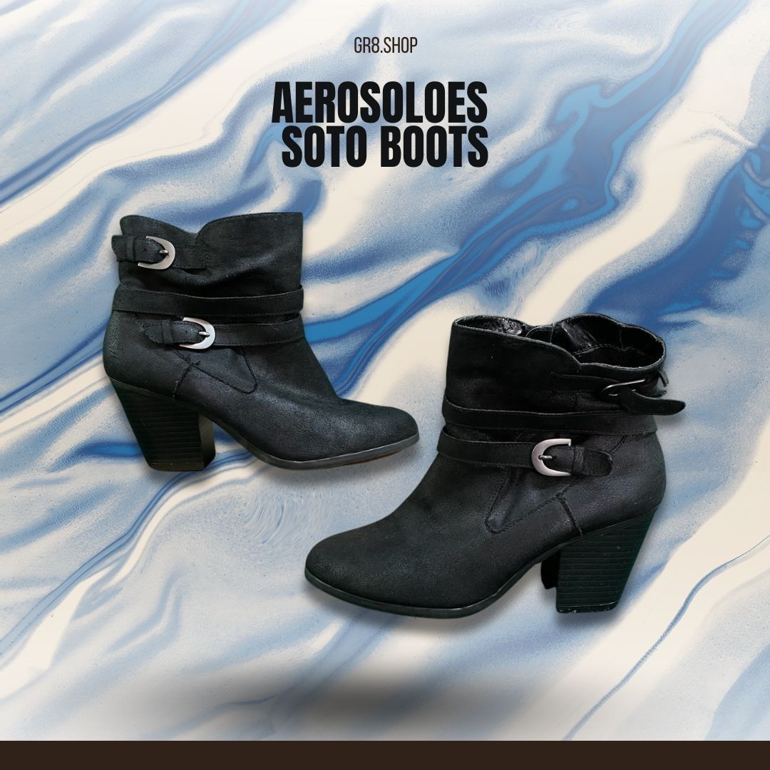 Other Aerosoles Soto Black Ankle Boots Size 7.5 With Buckle Detail Size US 7.5 / IT 37.5 - 1 Thumbnail
