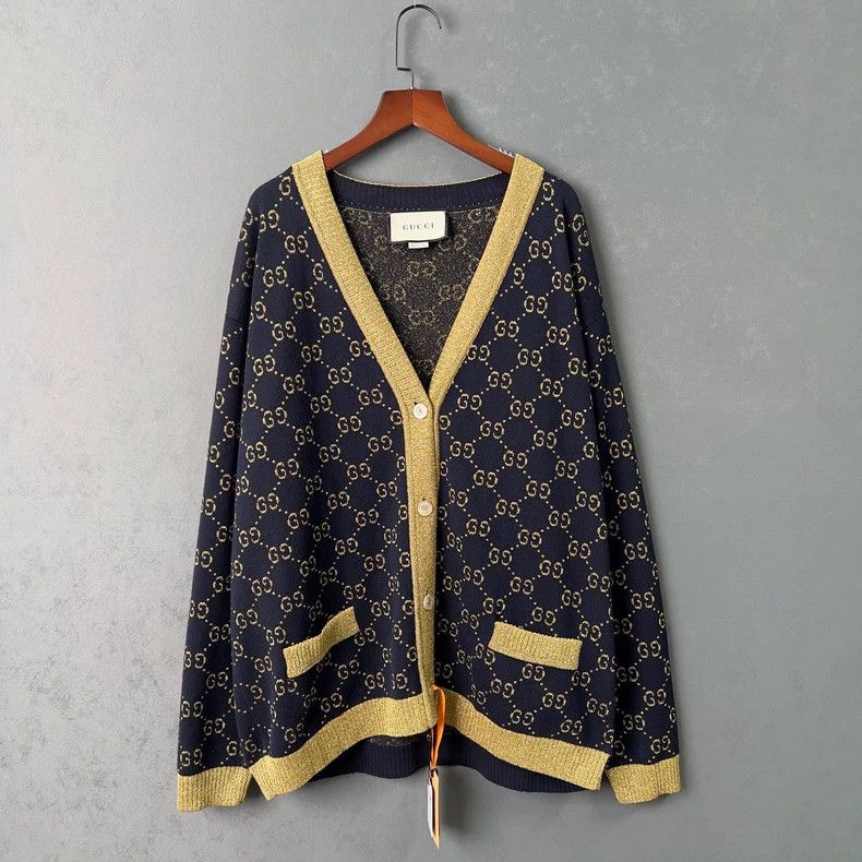 Gucci Gucci Logo Jacquard V-Neck Cardigan - dmc Size US L / EU 52-54 / 3 - 1 Thumbnail