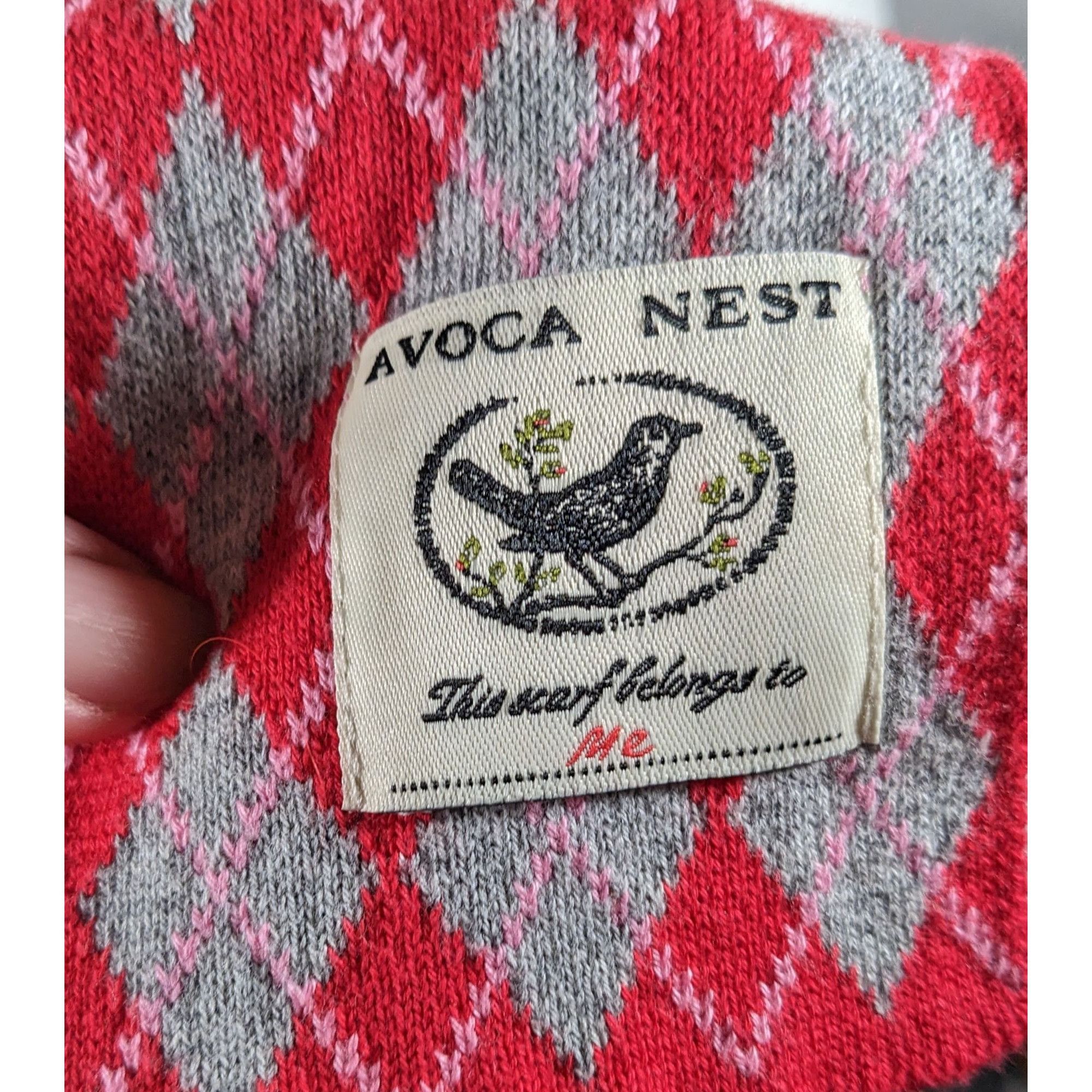 Other Avoca Nest Red And Grey Argyle Cotton Scarf Size ONE SIZE - 4 Thumbnail