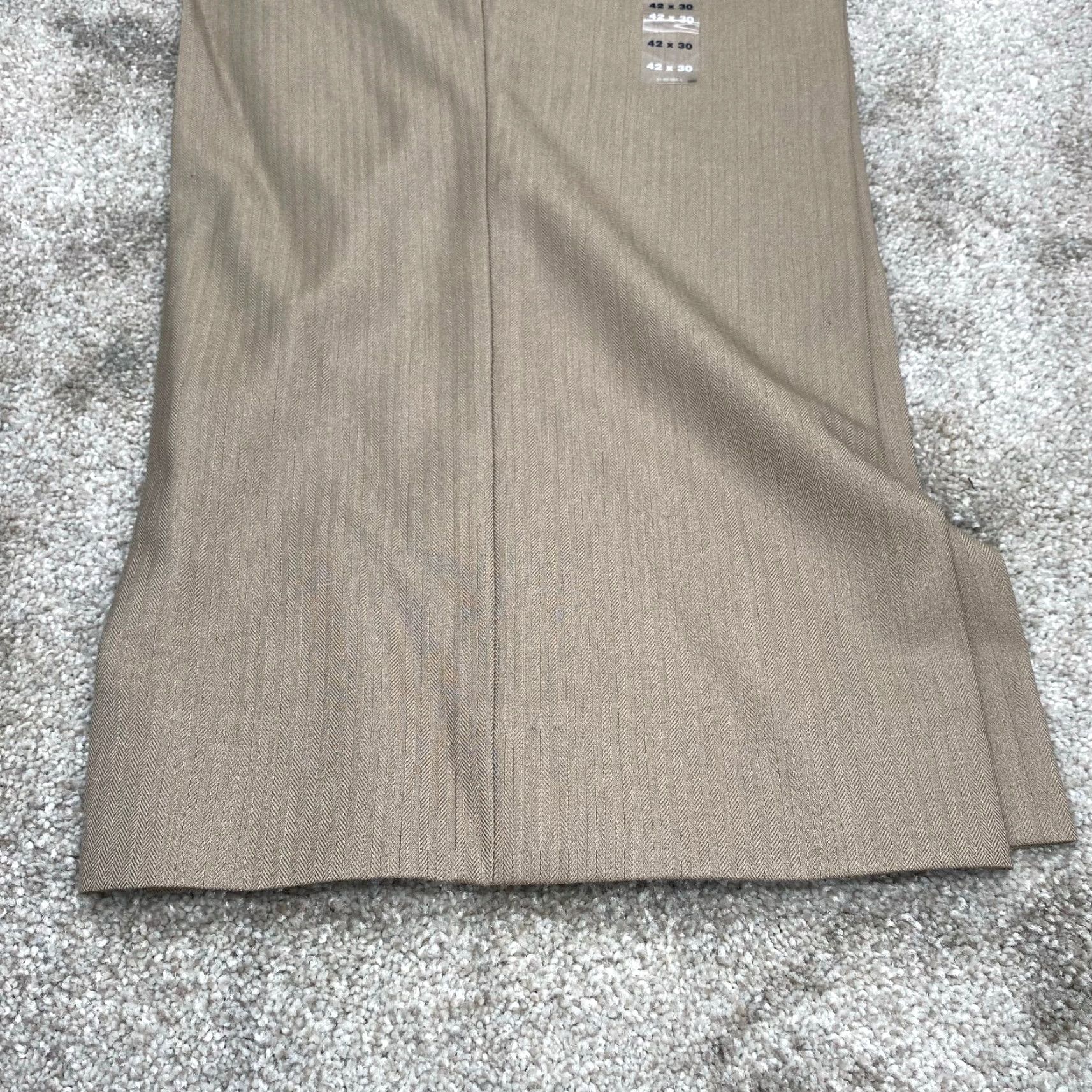 Stafford Stafford Signature Sportswear Pants Men 42x25 Taupe Flat Front Dress Pants Slim Straight NWT Stafford Size US 42 / EU 58 - 2 Thumbnail