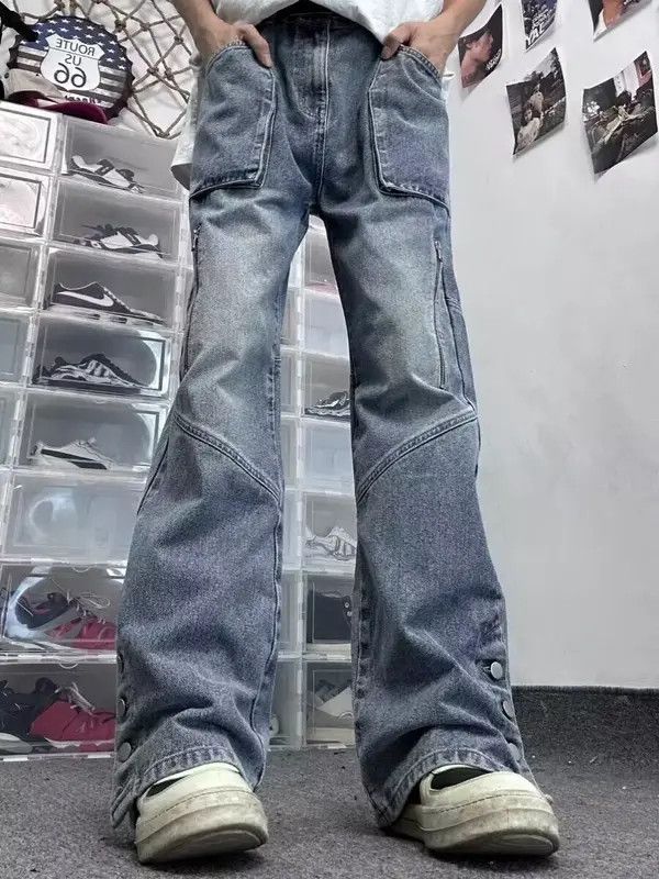 VIBE Vintage washed distressed zipper rivet rare jeans Size US 34 / EU 50 - 2 Thumbnail