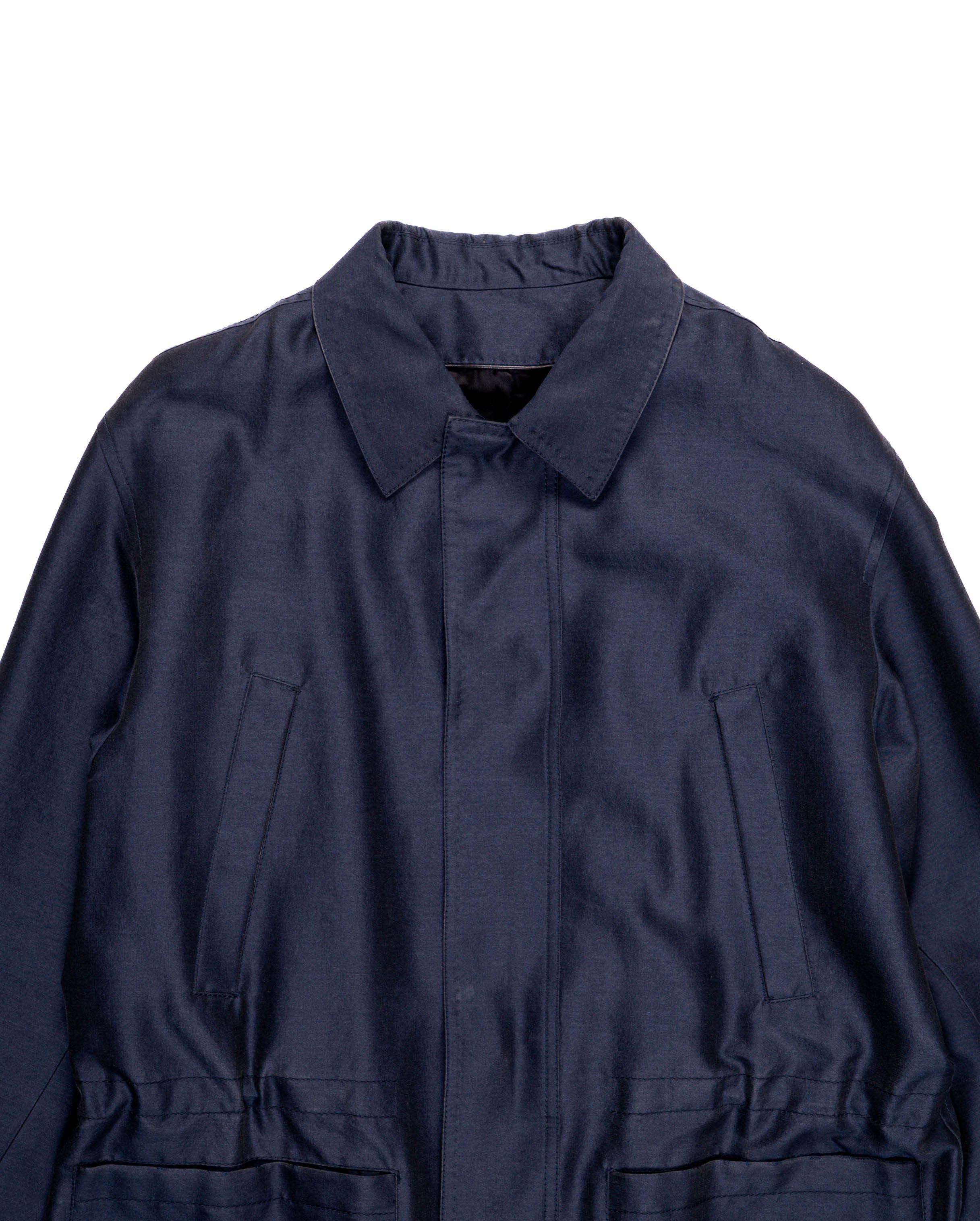 Berluti FW18 Oversized Military Jacket in Blue Silk Blend Size US L / EU 52-54 / 3 - 11 Thumbnail