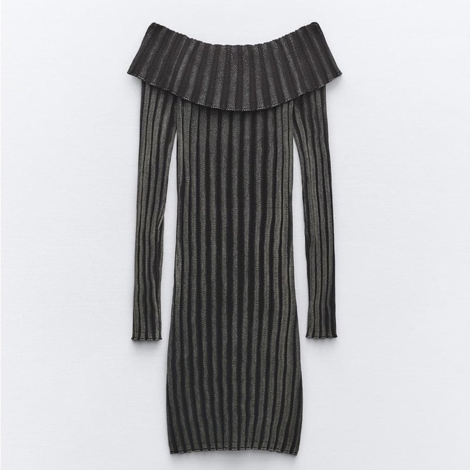 Zara ZARA BLOGGER FAVORITE OFF-THE-SHOULDER ACID WASH KNIT DRESS Size S / US 4 / IT 40 - 8 Thumbnail