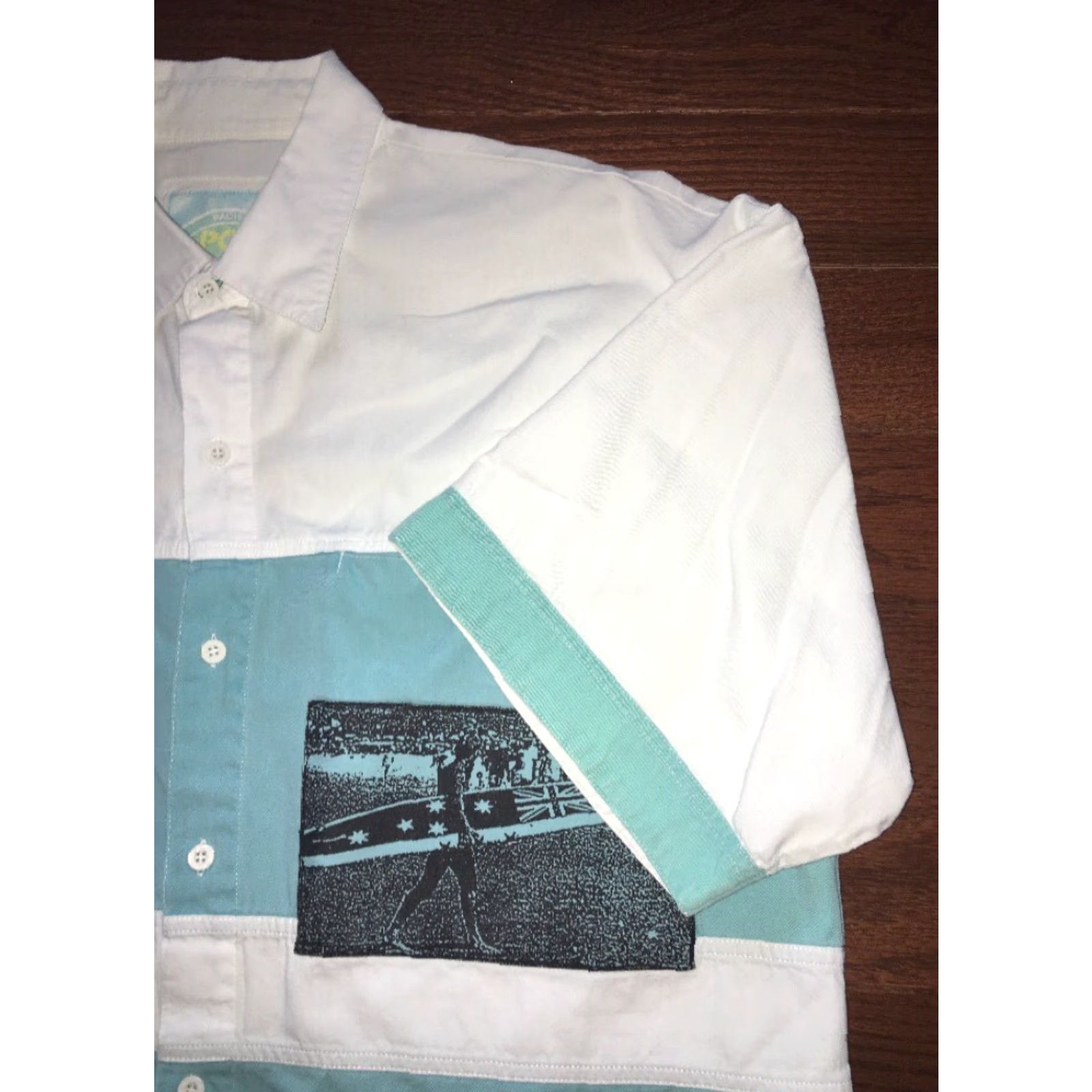 Vintage VINTAGE Pacific Coast Highway Shirt Men Short Sleeve Button-Front 100% Cotton Size L Blue/White Mens Size US L / EU 52-54 / 3 - 2 Thumbnail