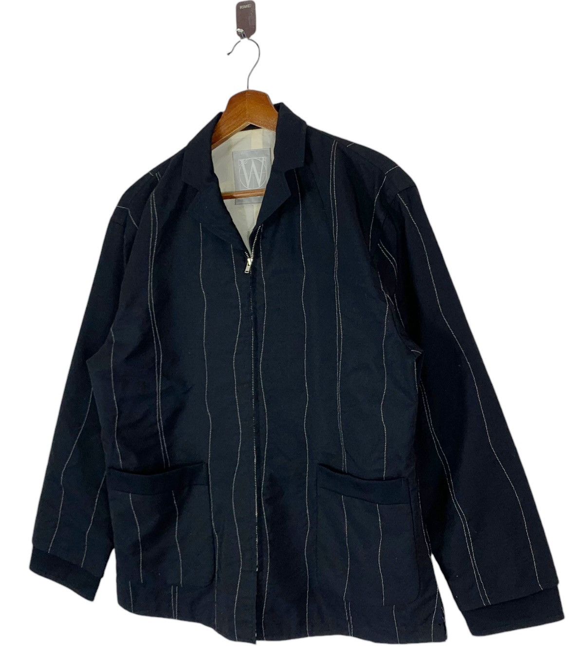 VINTAGE WORKSHOP YOHJI YAMAMOTO STRIPE BLACK ZIPPER JACKET