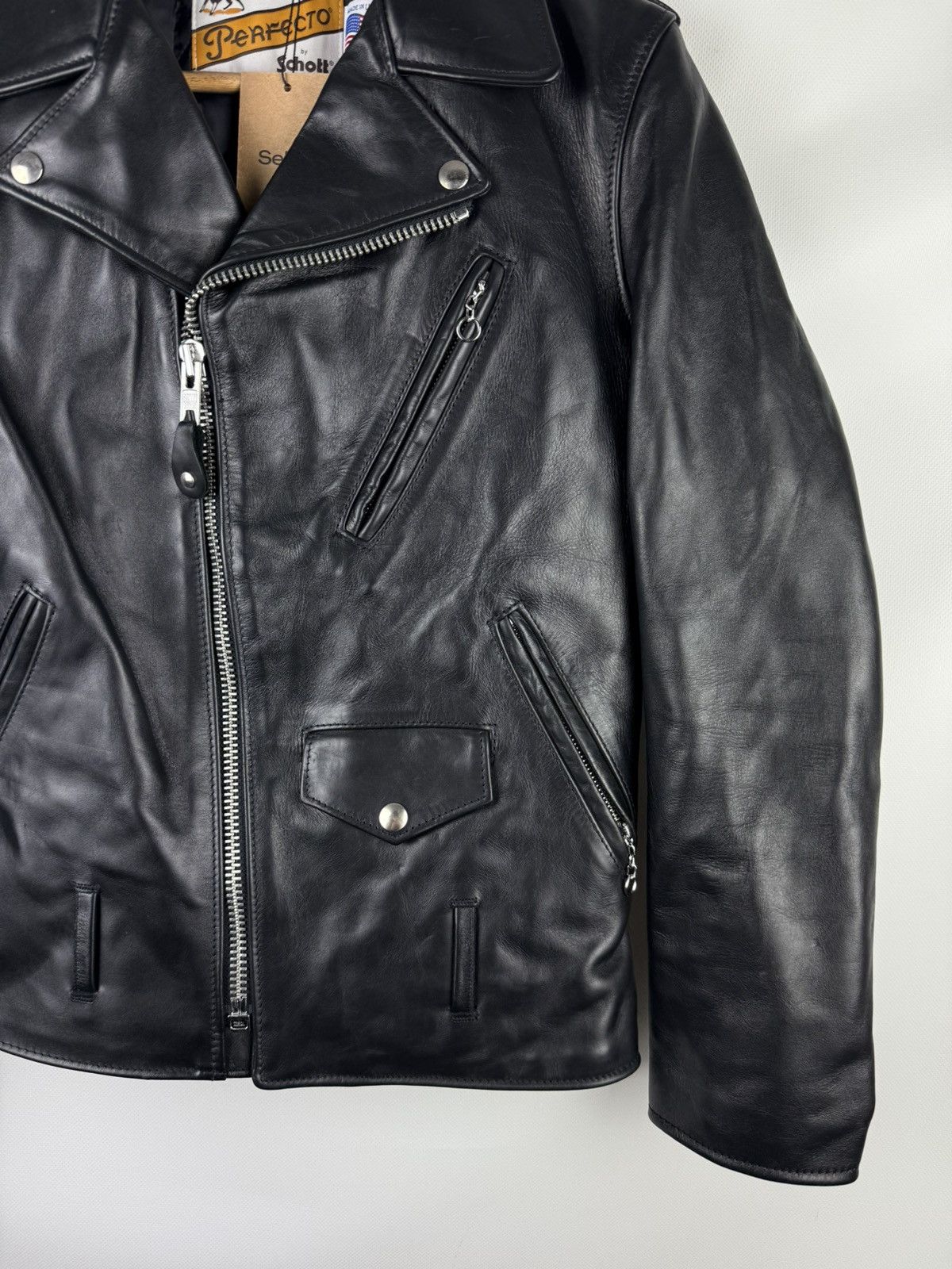 Schott Schott Perfecto Ladies Leather Biker Full Zip Jacket USA Size XS / US 0-2 / IT 36-38 - 4 Thumbnail