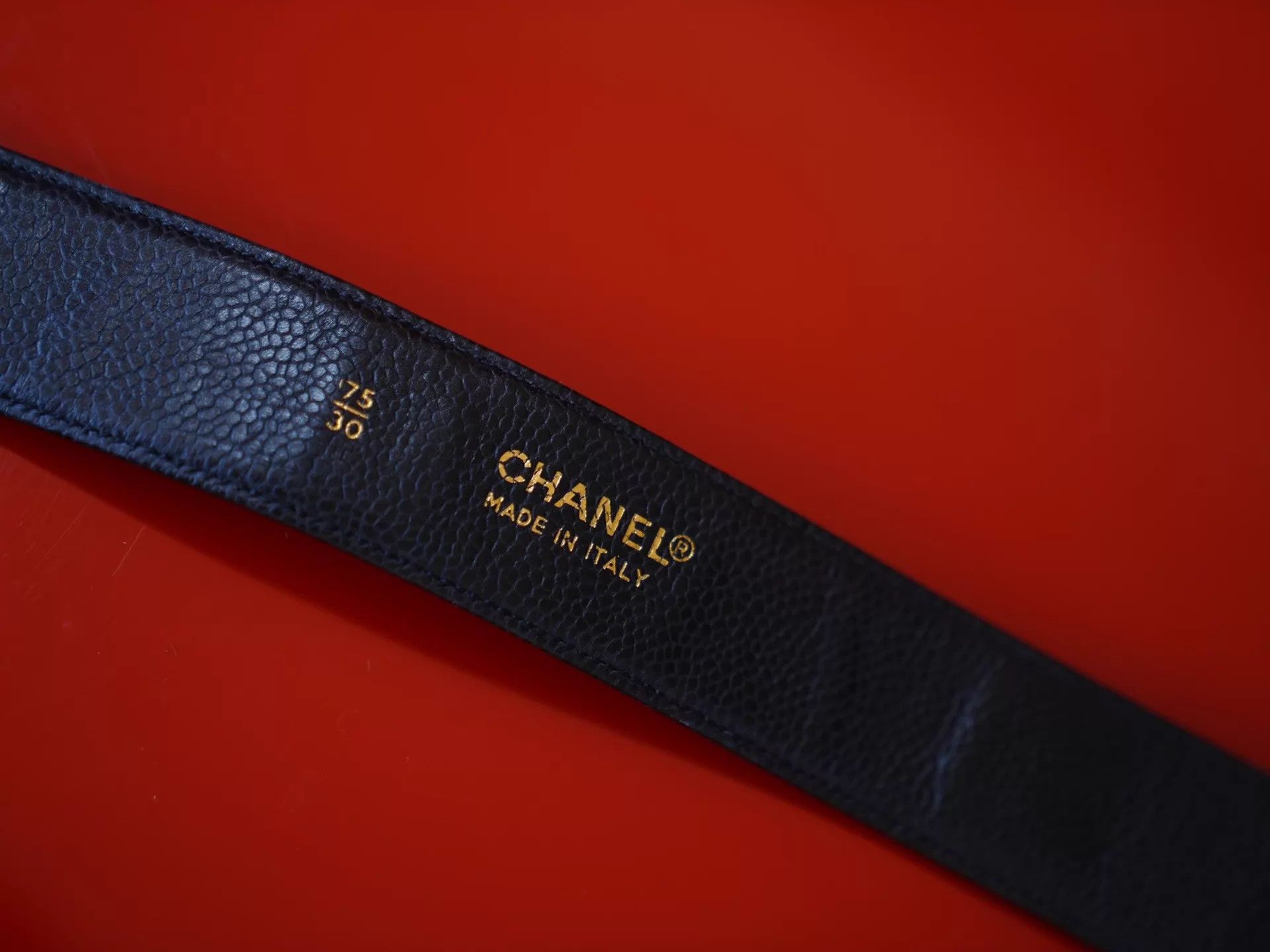 Chanel Chanel Vintage Black Gold Litchi Leather CC Logo Belt Size ONE SIZE - 8 Thumbnail