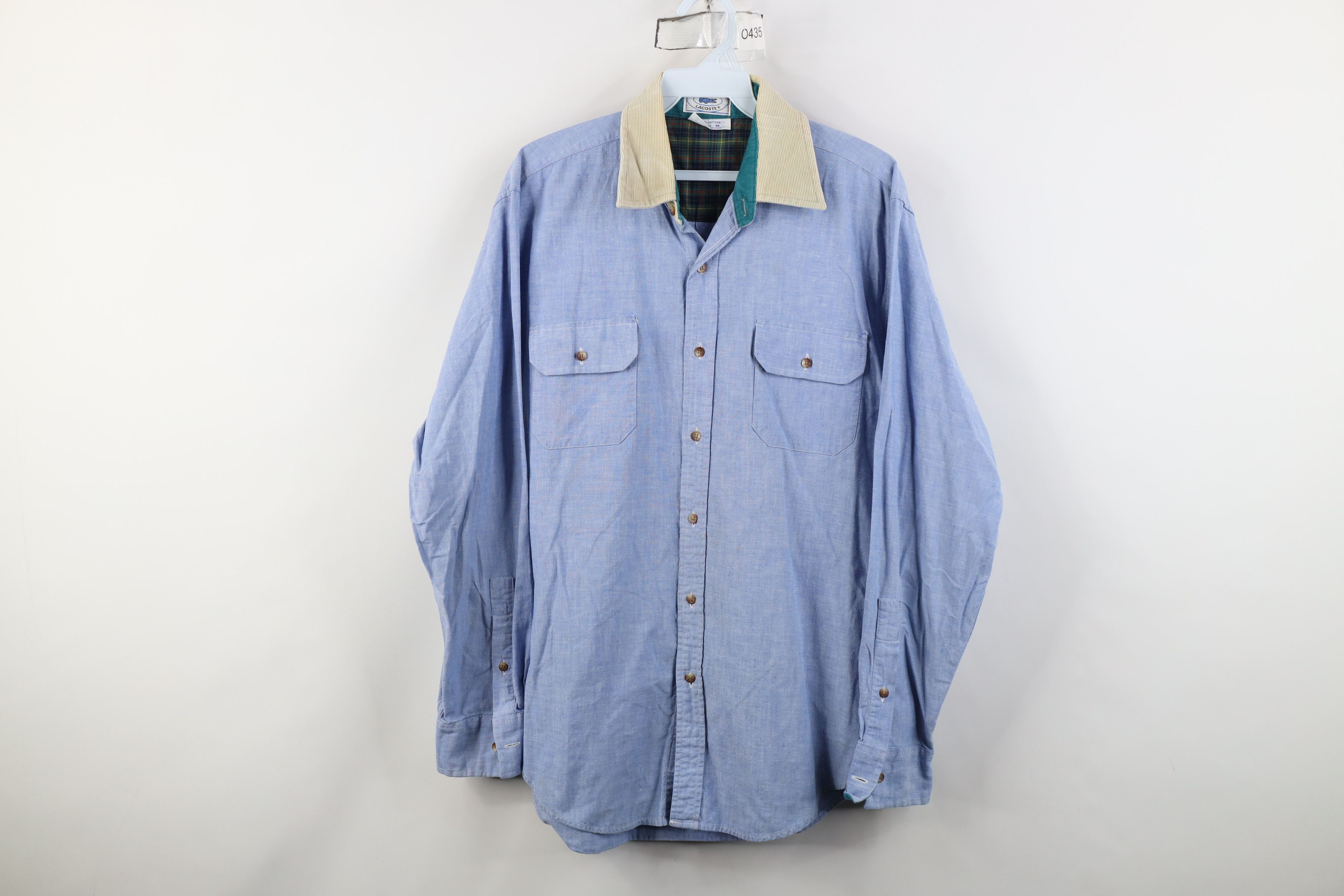 Izod Vintage 80s Izod Lacoste Collar Chambray Button Shirt Blue Size US M / EU 48-50 / 2 - 1 Thumbnail