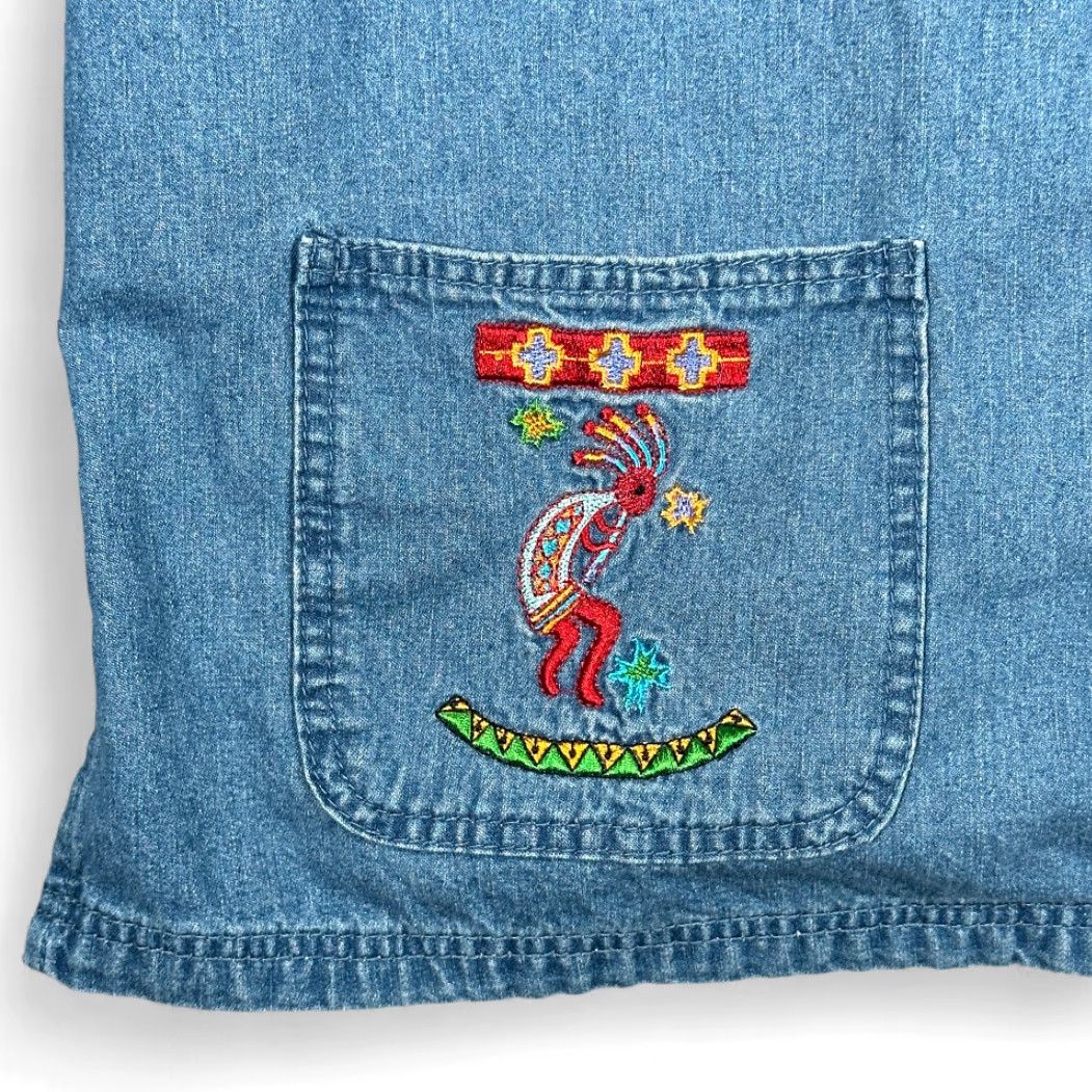 Denime VINTAGE Denim Bakery Kokopelli Jacket Womens LARGE Blue Denim Embroidered Western 90s Jacket Size L / US 10 / IT 46 - 6 Thumbnail