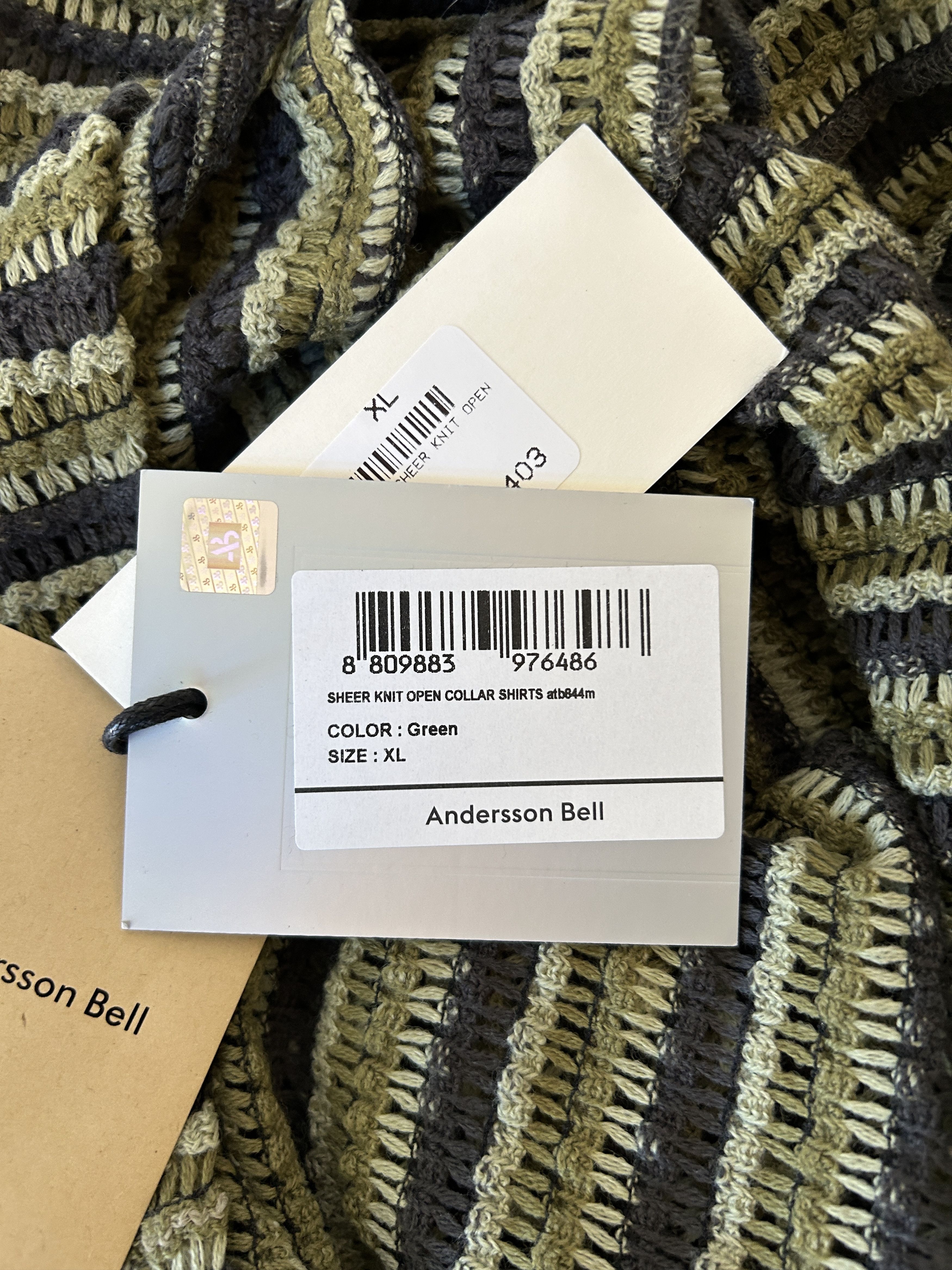 Andersson Bell Sheer Knit Open Collar Shirt atb844m (GREEN) Size US XL / EU 56 / 4 - 8 Thumbnail