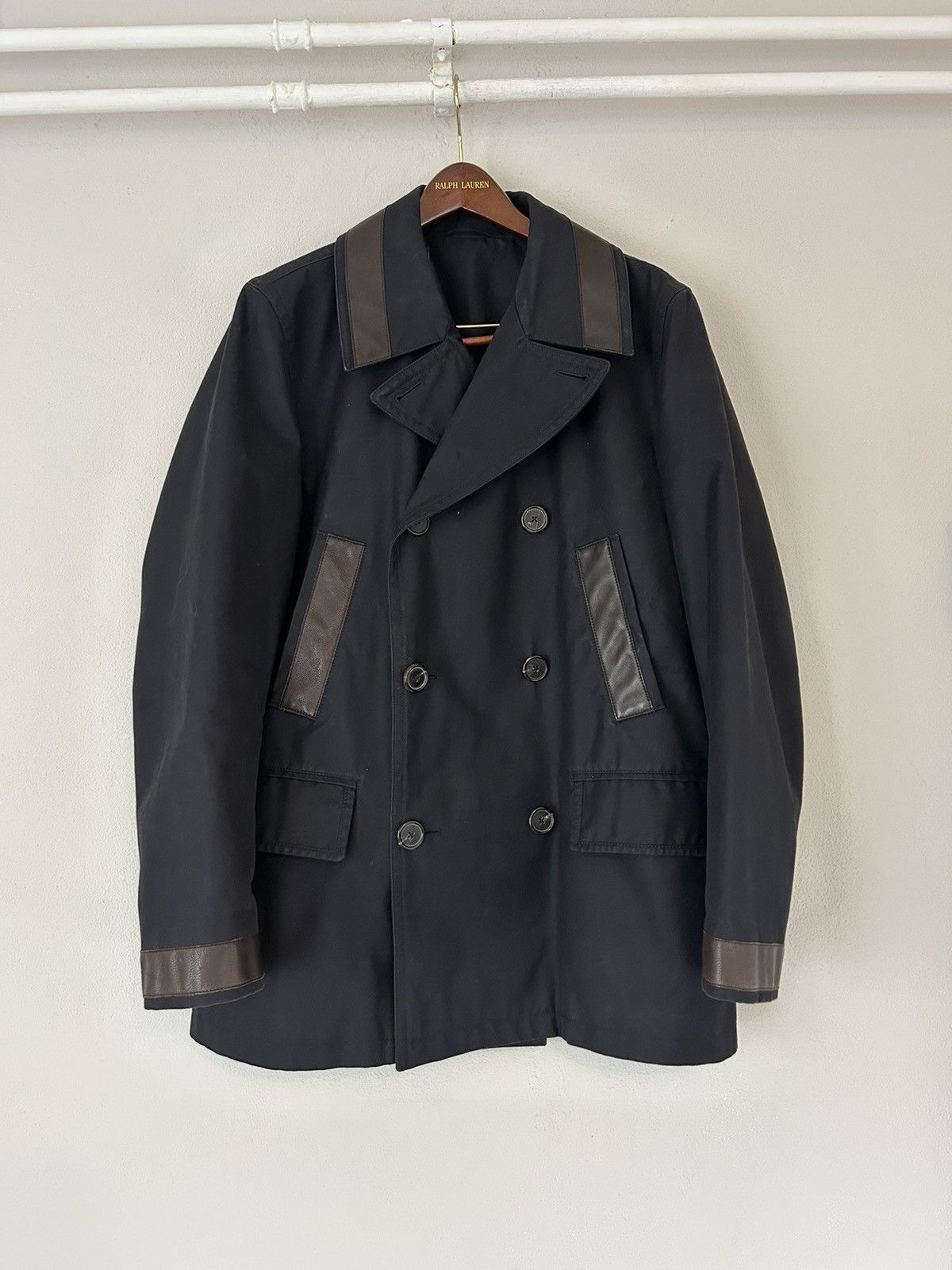 Hermes Hermes Peacoat with Leather Trimmings Size US L / EU 52-54 / 3 - 1 Thumbnail