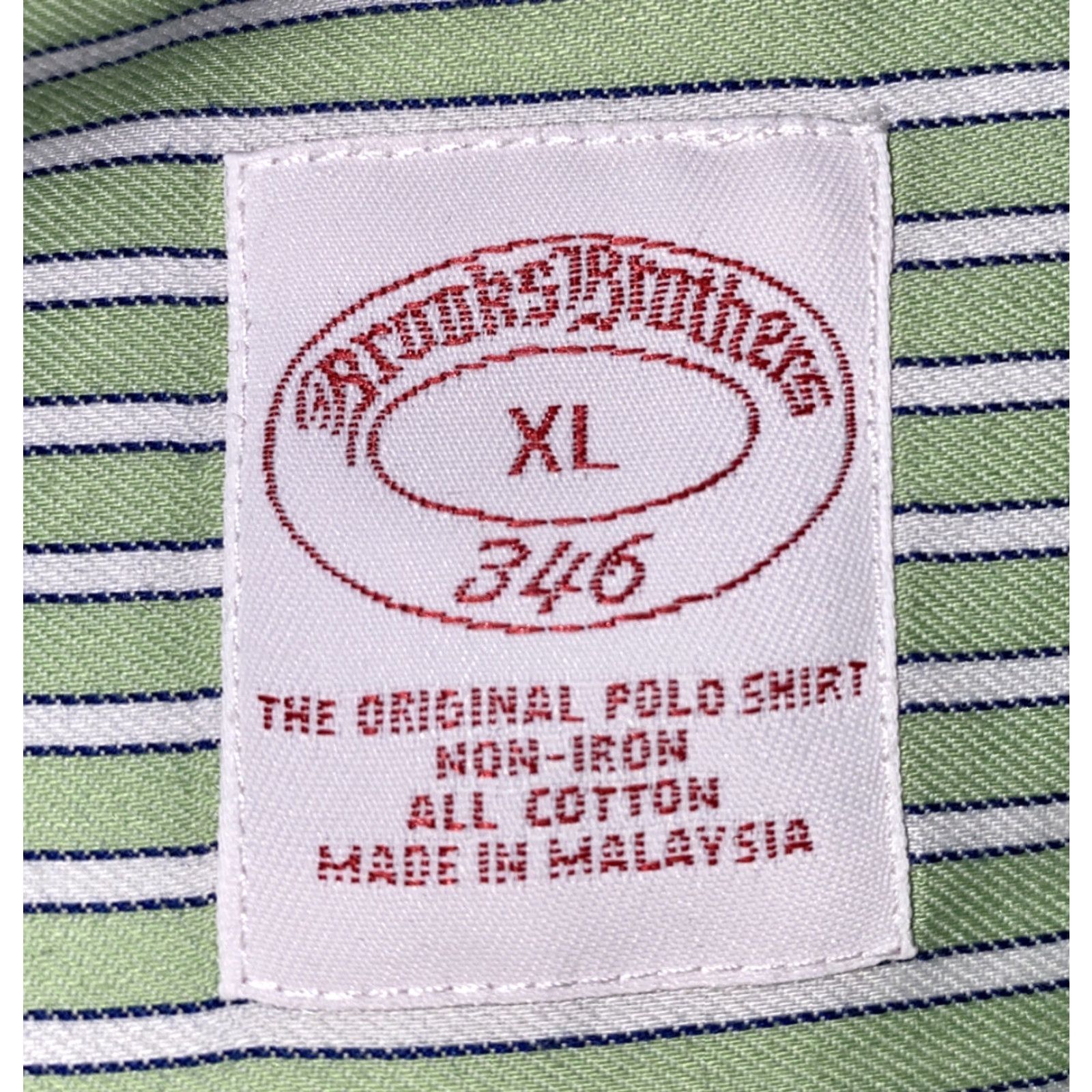Brooks Brothers Brooks Brothers Mens Dress Shirt XL Green/White Striped Long Sleeve Non-Iron Regular Size Type: Regular Mens Size 46R - 6 Thumbnail