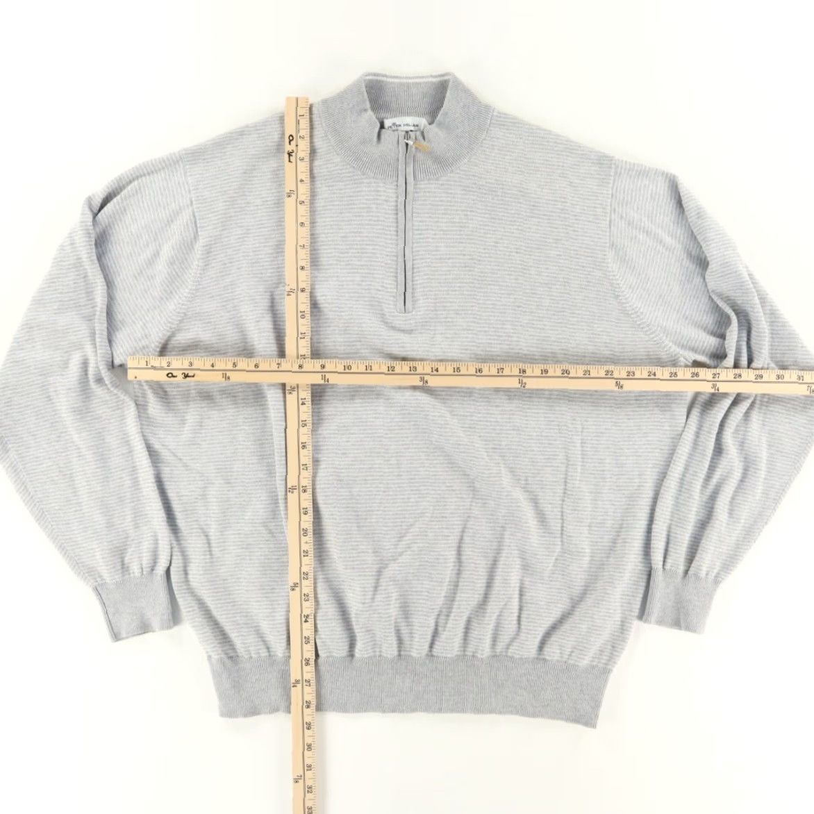 Peter Millar Peter Millar Crown Soft Honeycomb 1/4 Zip Striped Mock Long Sleeve Gray Men 2XL Shirt Size US XXL / EU 58 / 5 - 3 Thumbnail