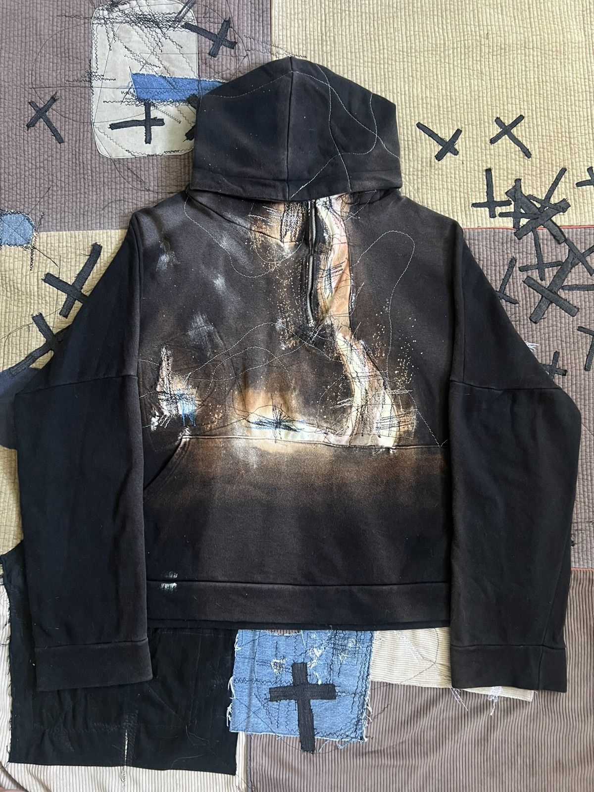 Other 1/1 Faded DARKPULL Patchwork Hoodie Half Zip like Kapital Size US XL / EU 56 / 4 - 3 Thumbnail