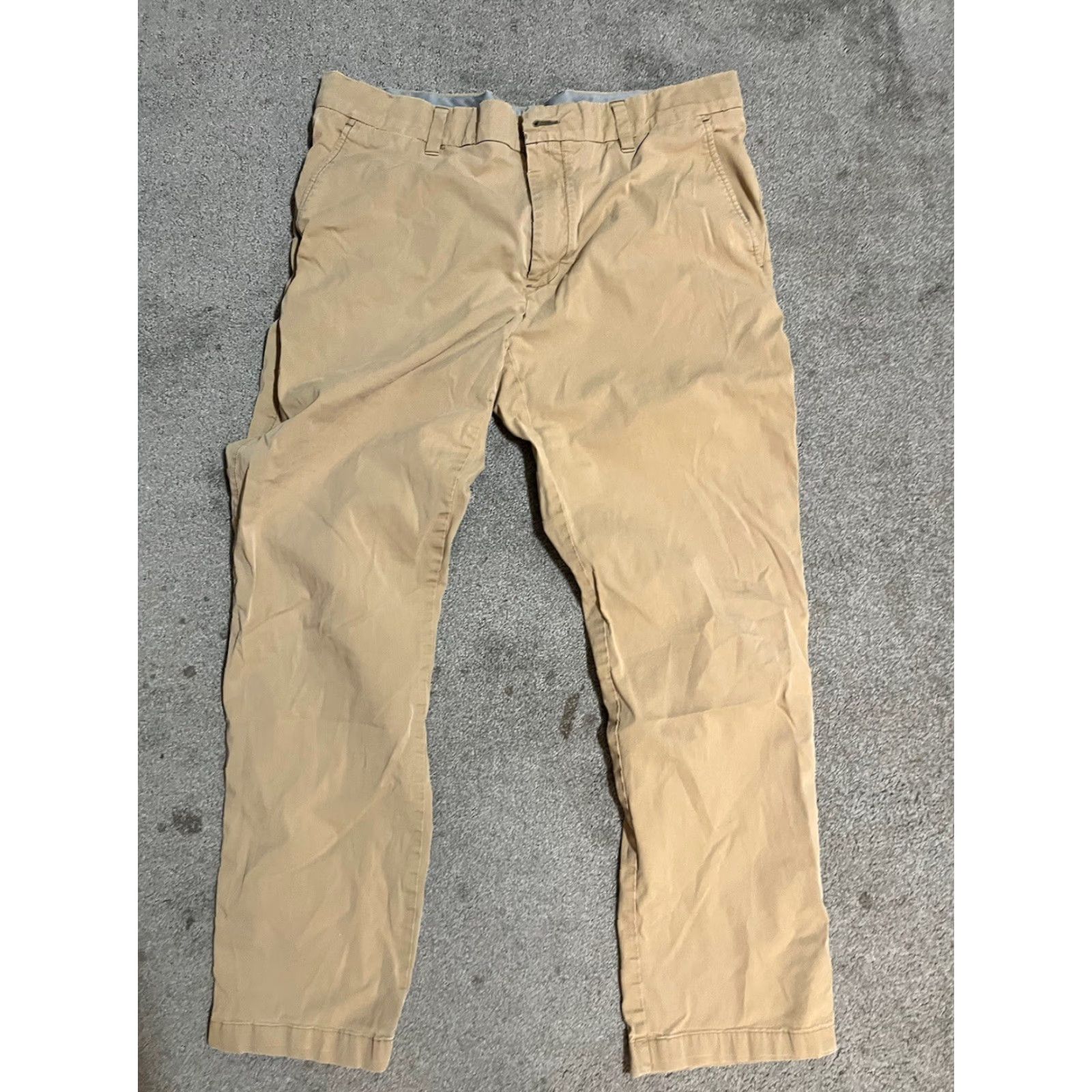 Cole Haan Cole Haan Grand.OS Chino Pants Mens 36x32 Beige Blue Regular Straight Front Button Zipper Pockets Cotton Nylon Stretch Casual Business Size US 36 / EU 52 - 2 Thumbnail