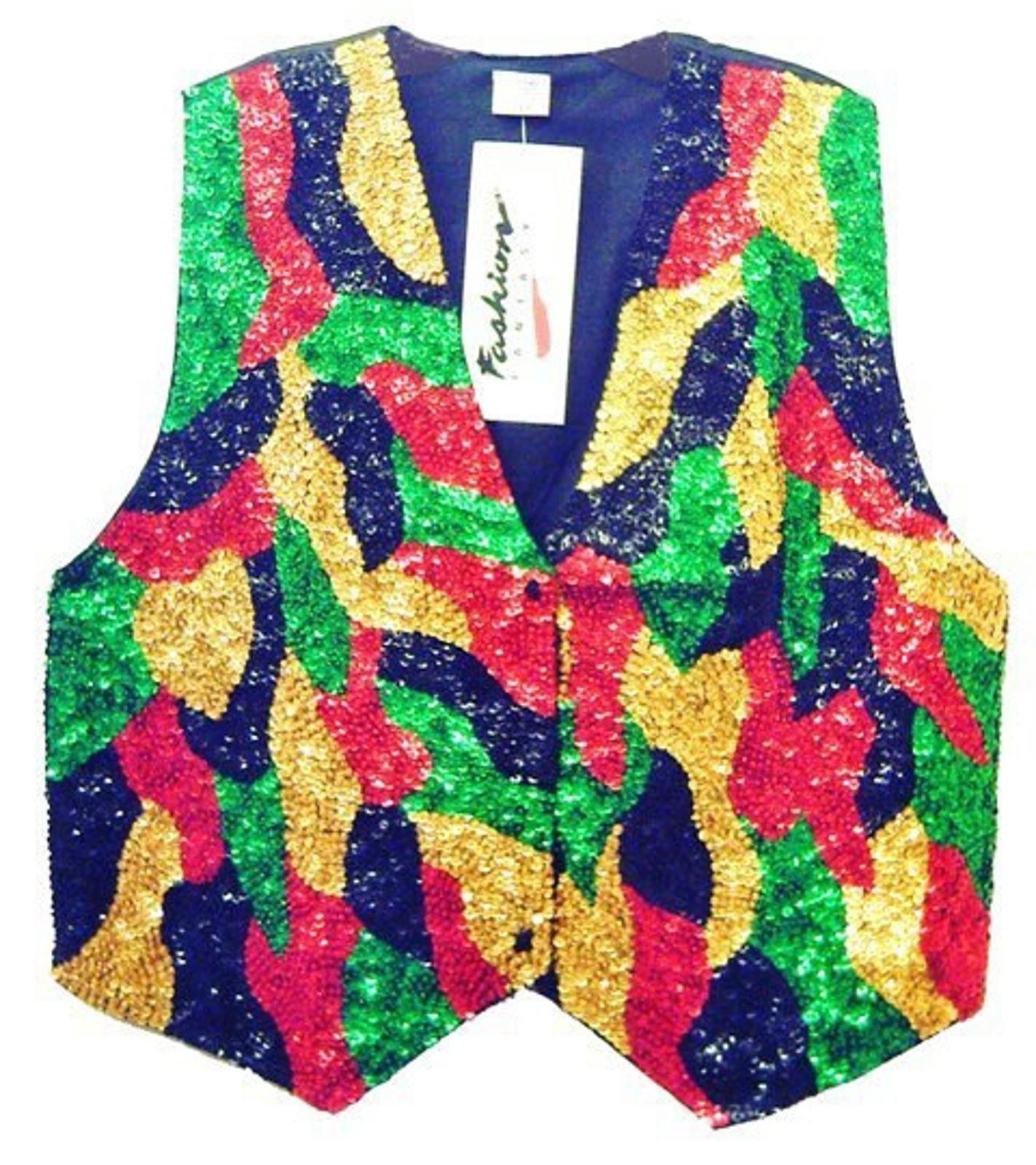 Designer Sequin Vest Rasta (size Large only available) Size L / US 10 / IT 46 - 1 Preview