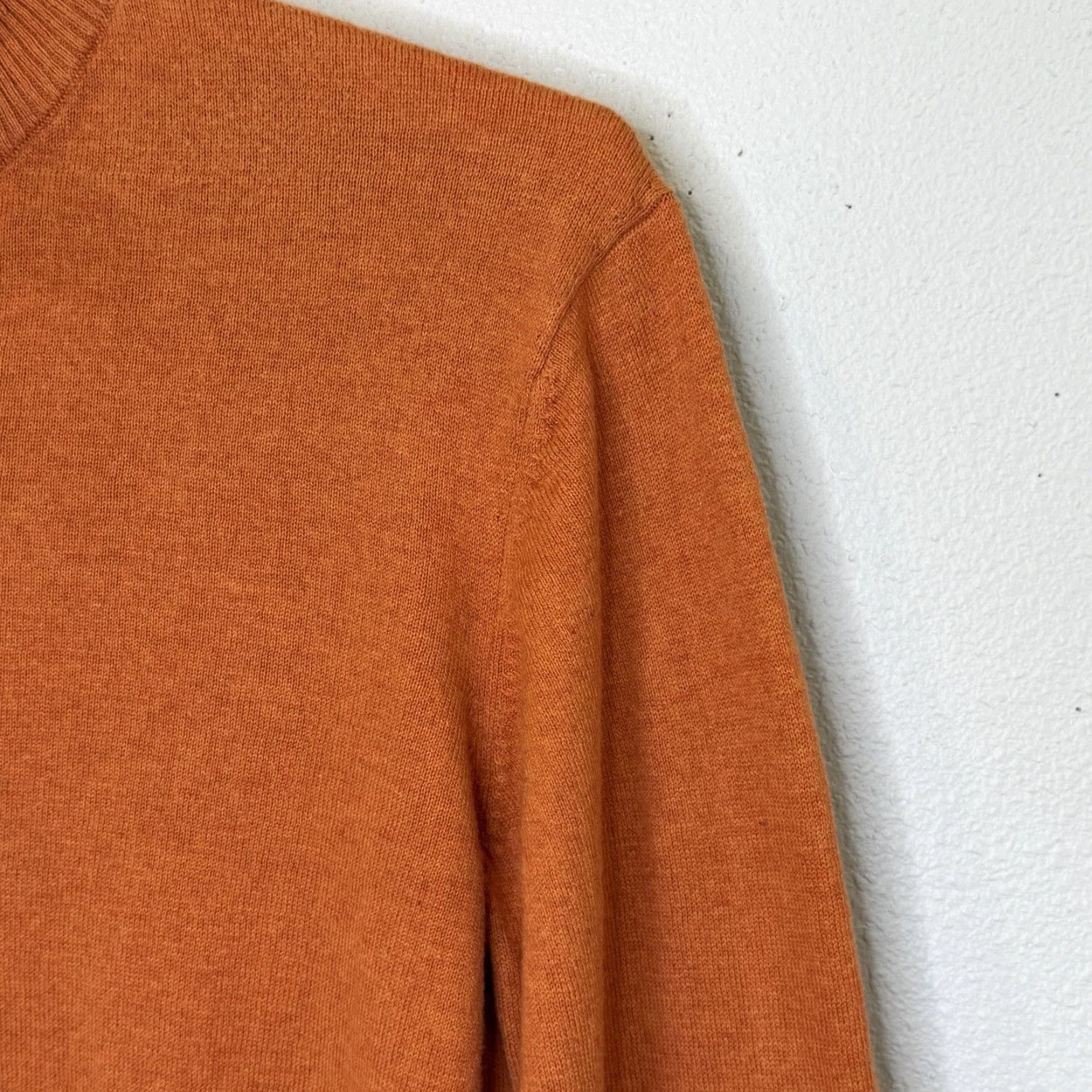 Orvis Orvis 1/4 Zip Pullover Sweater Mens Size M Orange Long Sleeve Banded Hem Cotton Silk Cashmere Blend Knit Mock Neck Size US M / EU 48-50 / 2 - 3 Thumbnail