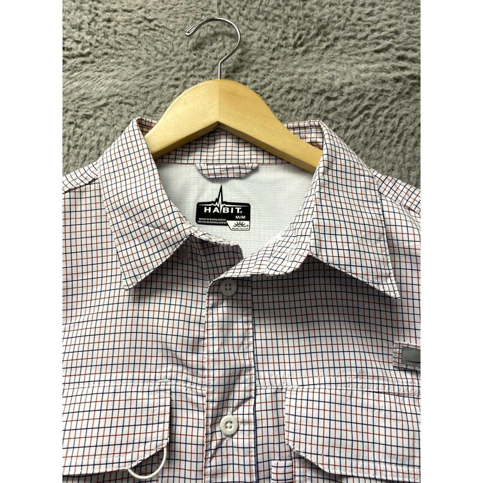 Habitat Habit Shirt Mens M Red Blue Plaid Short Sleeve Button-Up Outdoor Camping UV Breathable Pockets Summer Size US M / EU 48-50 / 2 - 4 Thumbnail